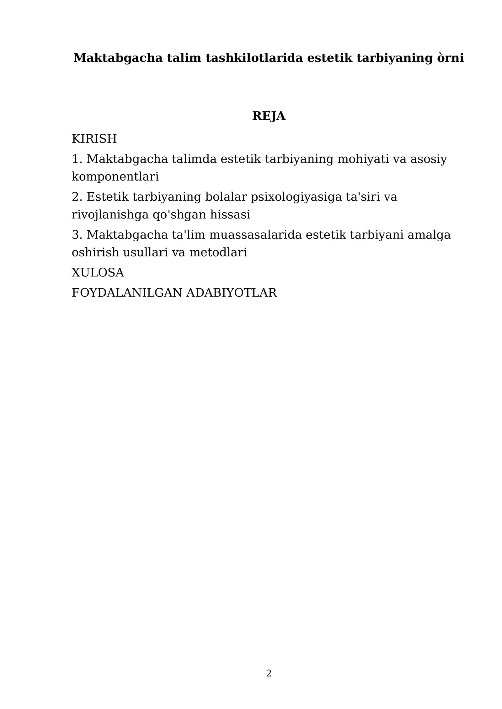 Maktabgacha talim tashkilotlarida estetik tarbiyaning òrni 2