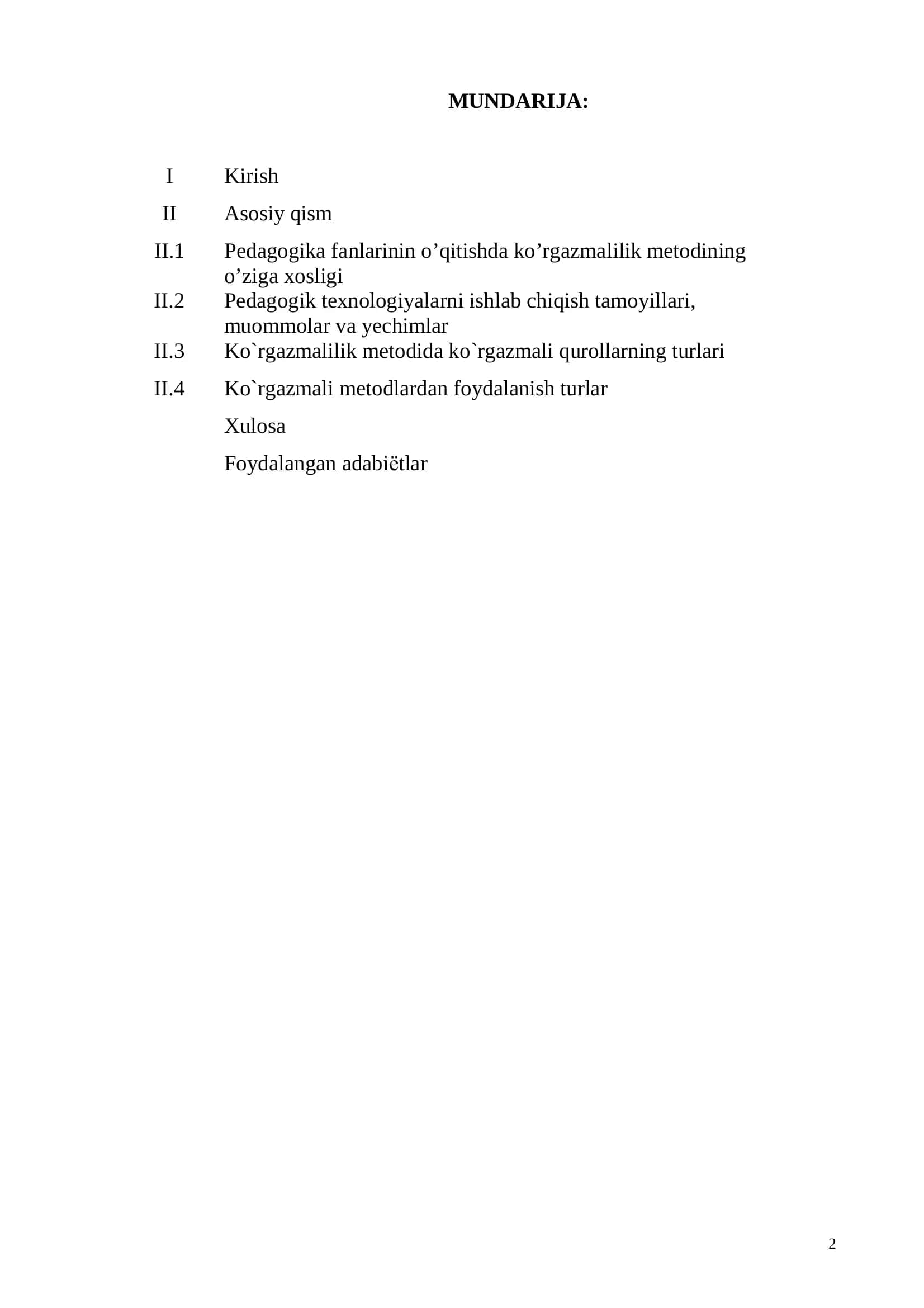 Pedagogika fanlarini o’qitish metodikasi 2