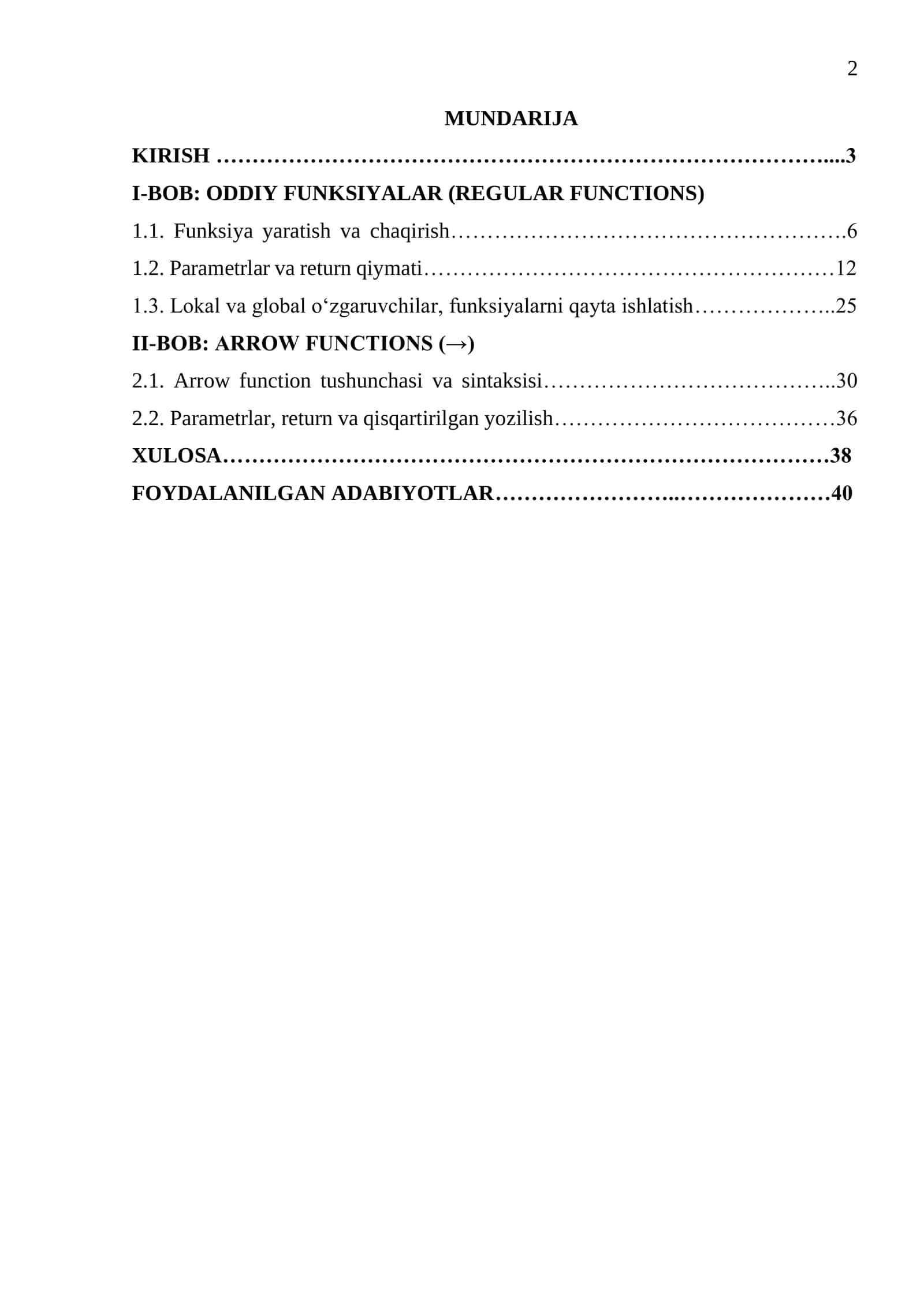 Funksiyalar va arrow function 2