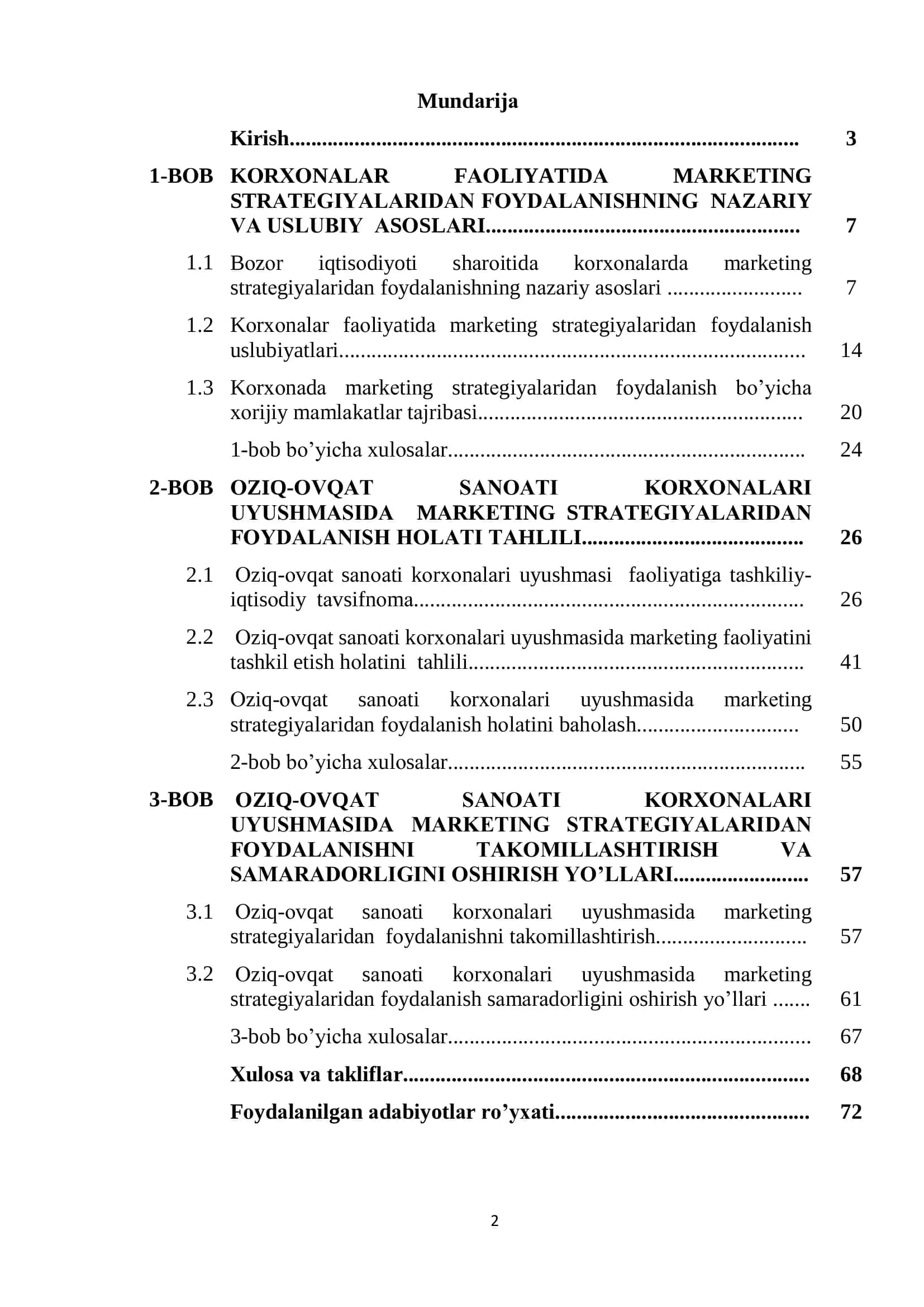 Oziq-ovqat sanoati korxonalarini rivojlantirishda markеting stratеgiyasidan foydalanish 2