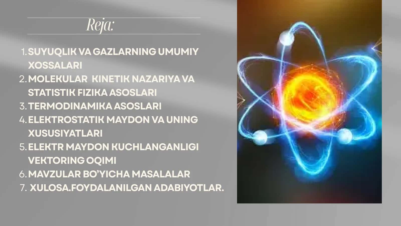 Suyuqlik va gazlarning umumiy xossalari. Termodinamika asoslari. 2