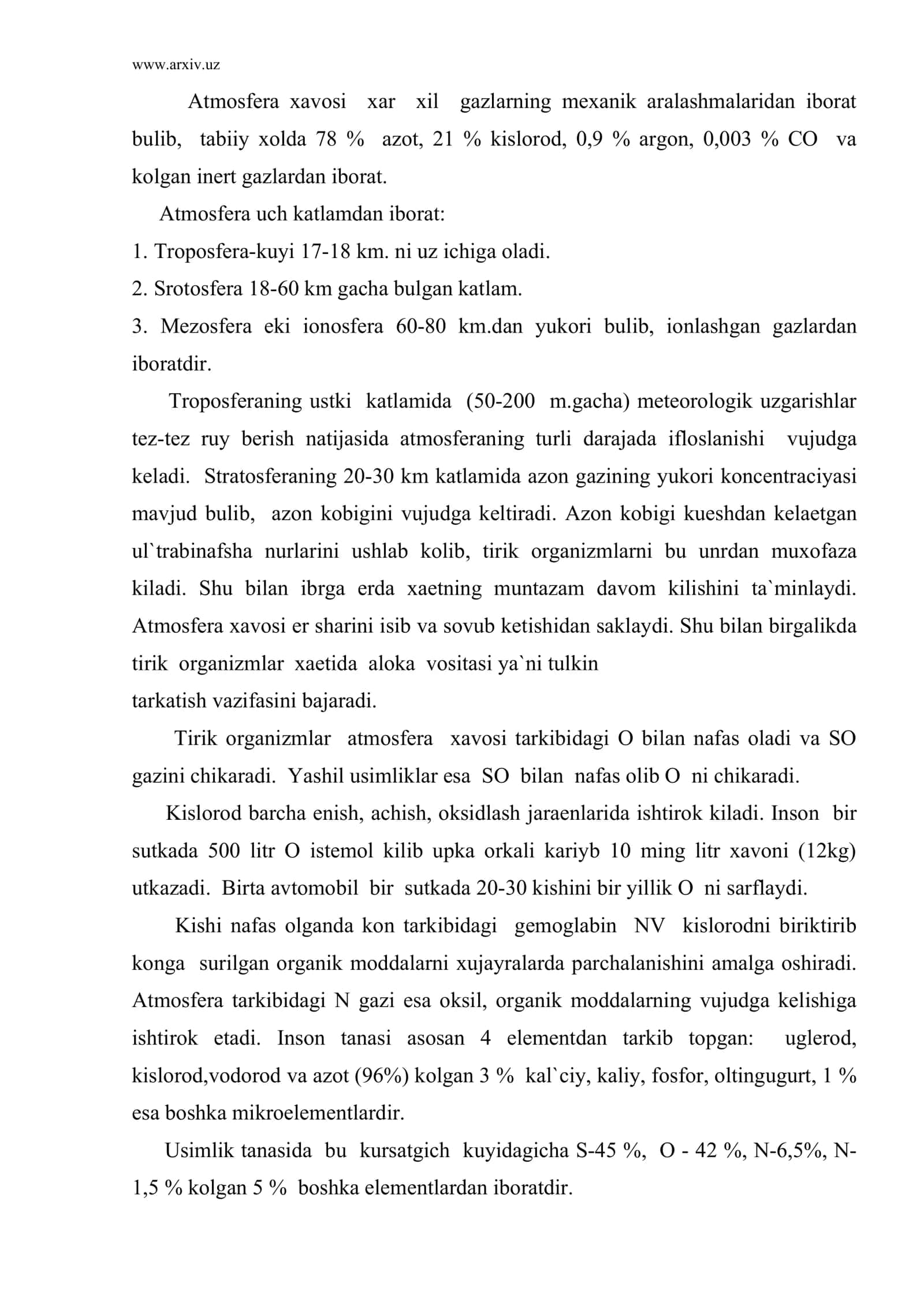 Atmosfera xavosi va uni ifloslantiruvchi manbaalar 2