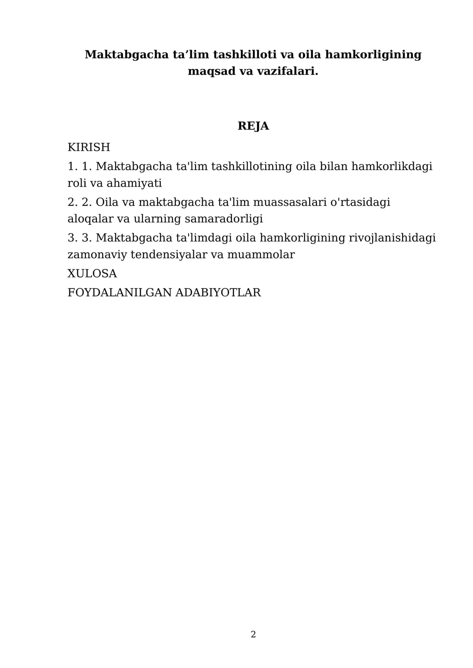 Maktabgacha ta’lim tashkilloti va oila hamkorligining maqsad va vazifalari 2