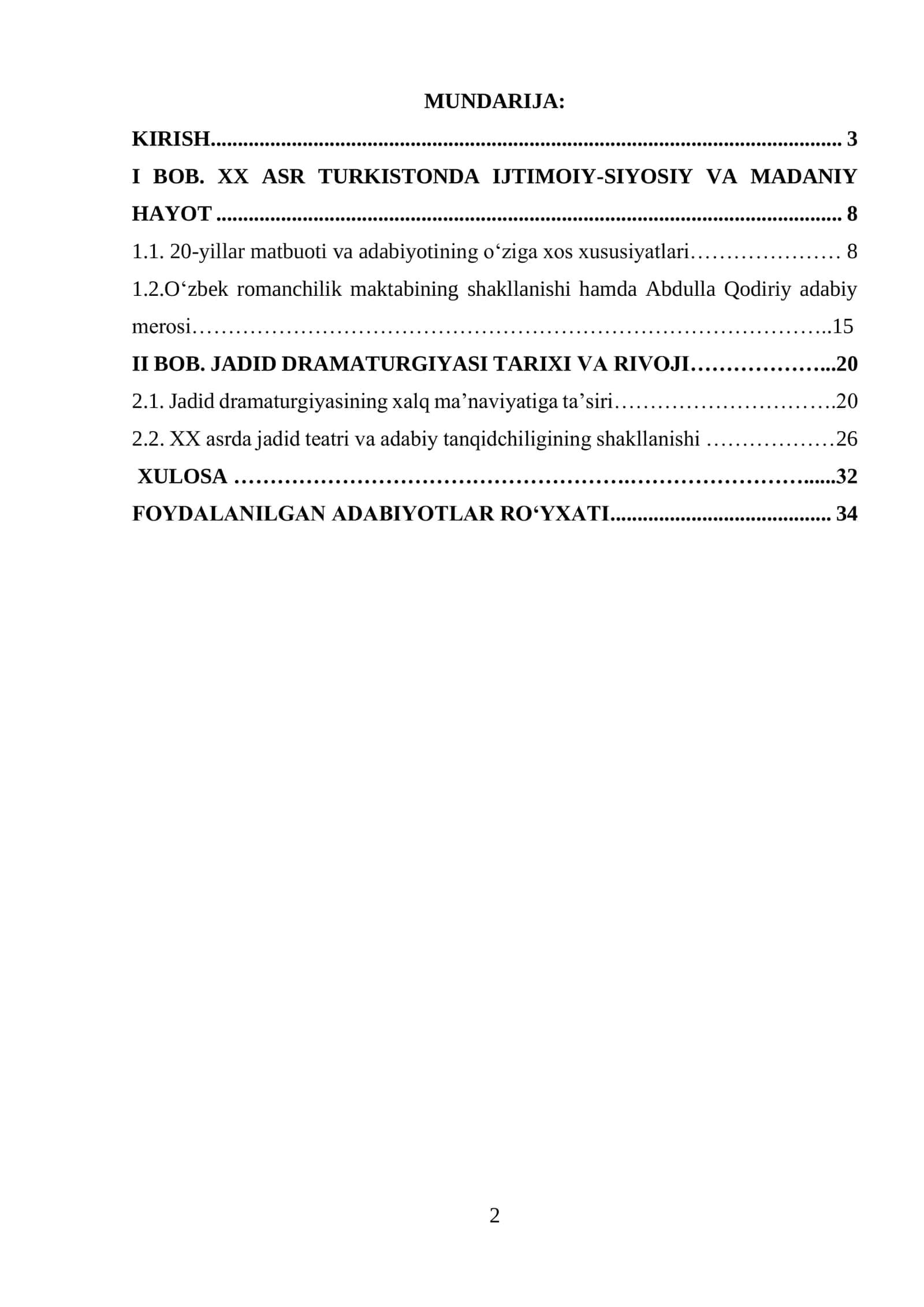 20-YILLAR MATBUOTI VA ADABIYOTI. O‘ZBEK ROMANCHILIK MAKTABI. MILLIY DRAMATURGIYASI. TEATR VA ADABIY TANQIDCHILIK. 2
