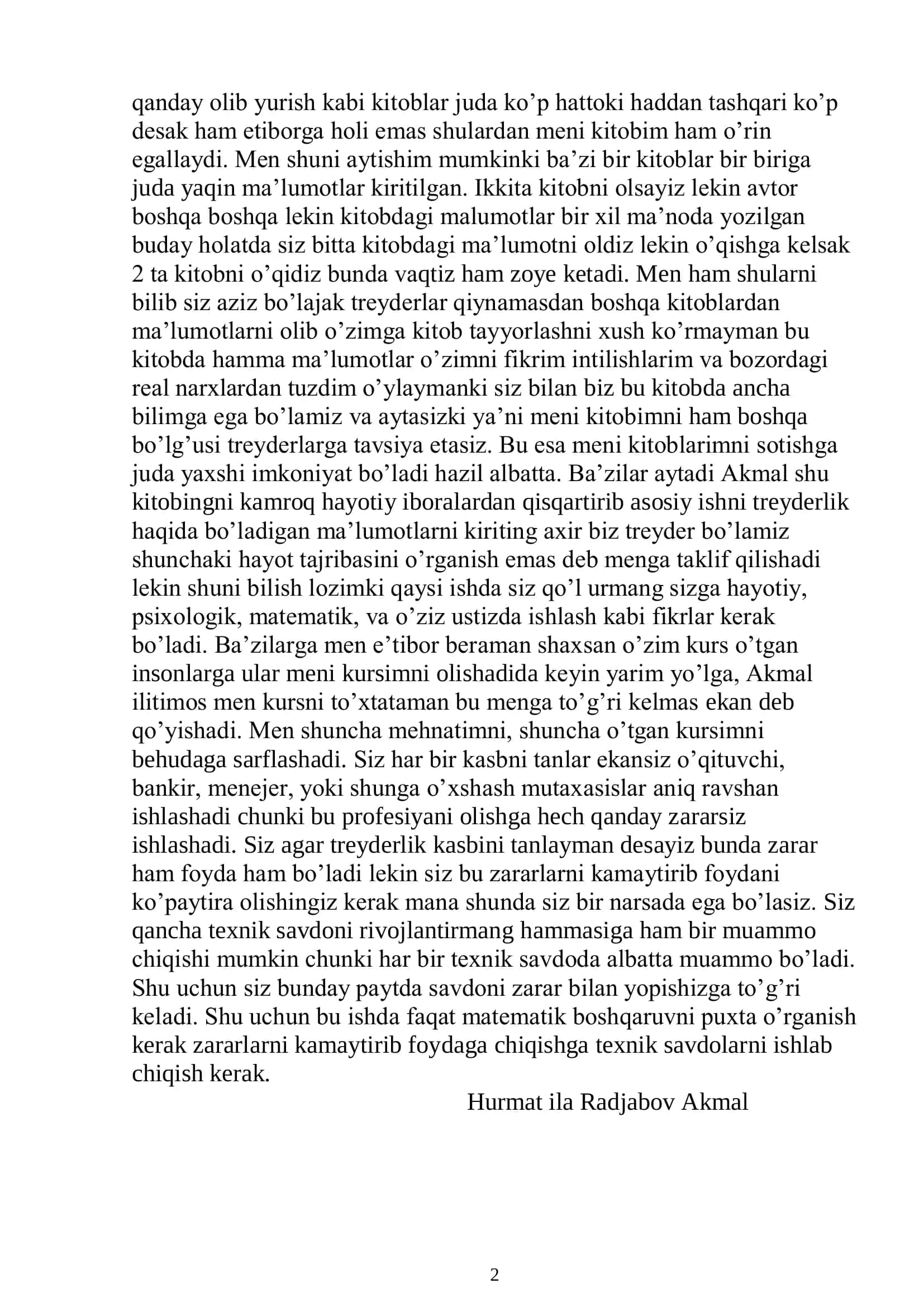 Traderlik kasbi 2