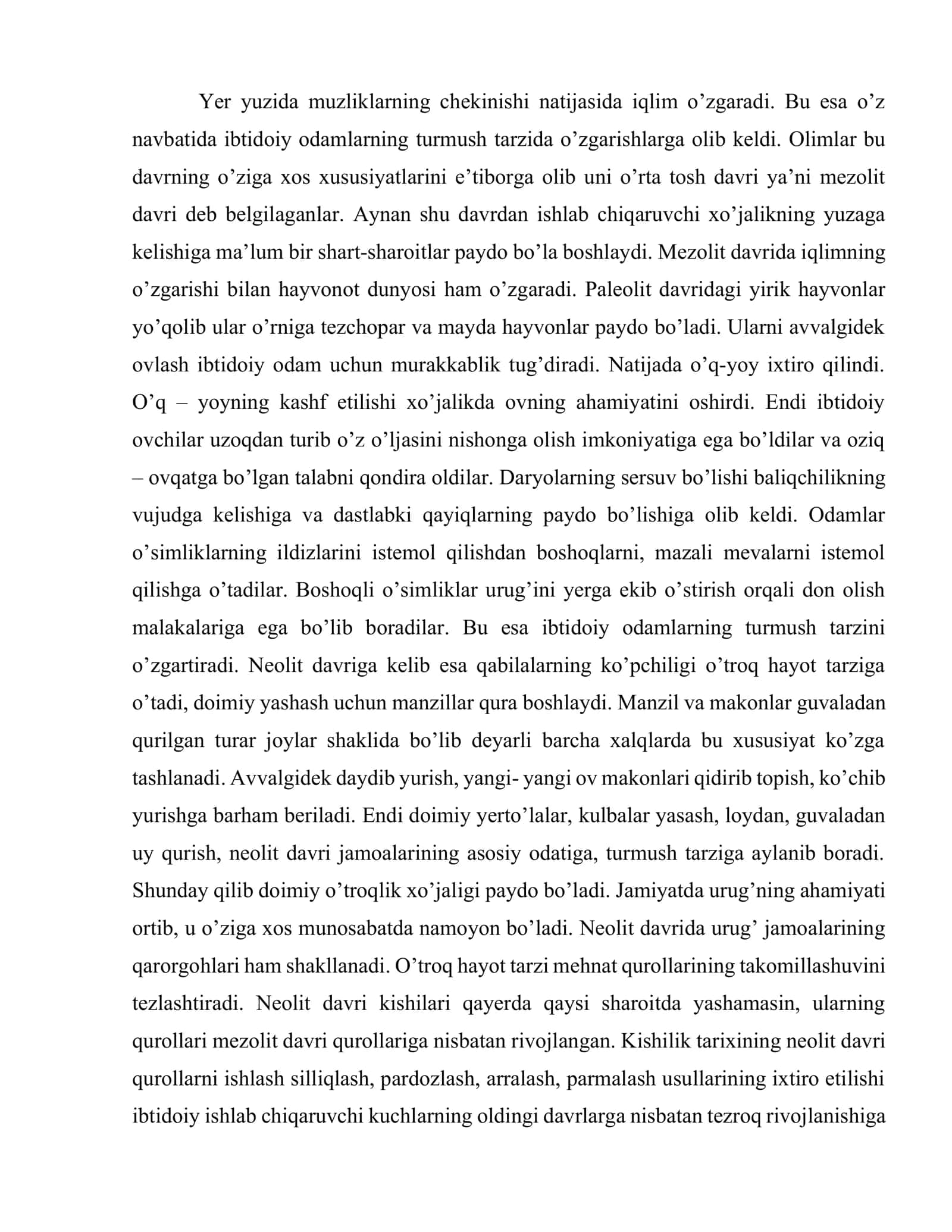 Ishlab chiqaruvchi xo’jalikning paydo bo’lishi 2
