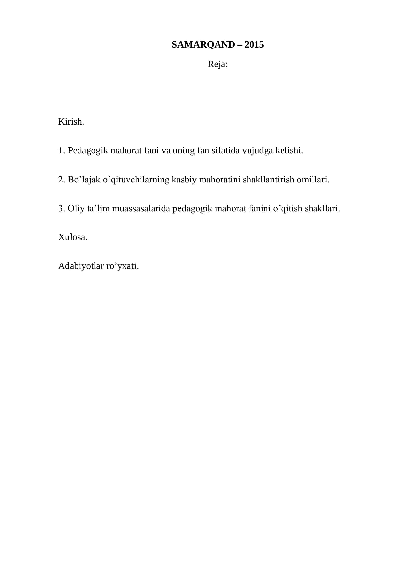 Kasbiy mahoratini shakllantirishda pedagogik mahorat fanining o’rni 2