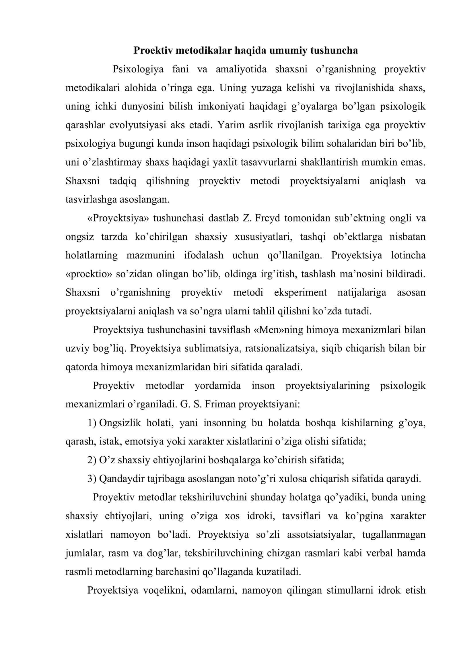 Shaxs psixodiagnostikasi proyektiv metodikalardan foydalanish 2