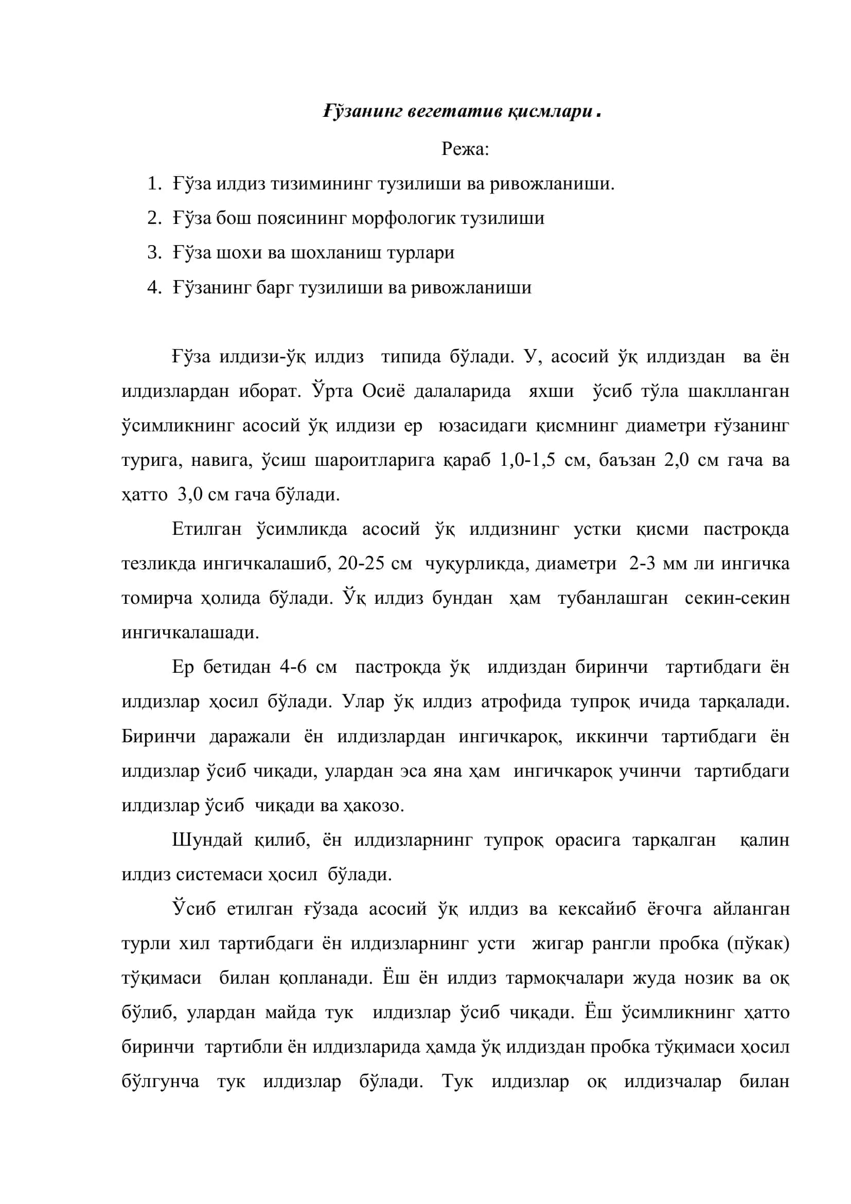 Ғўзaнинг вeгeтaтив қисмлaри 2