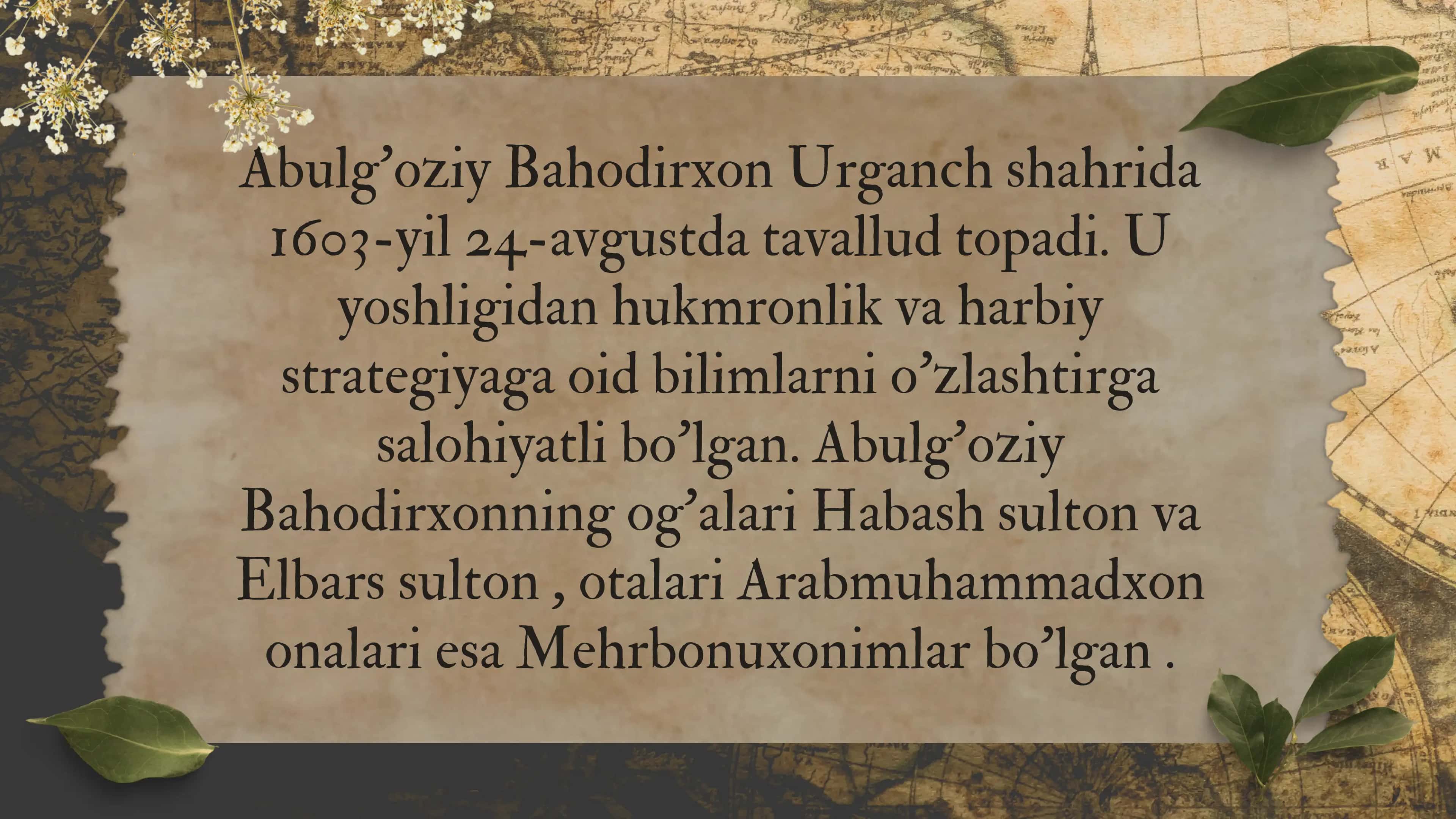 Abulg'oziy Bahodirxontarixiy olim va''Shajarayi turk ''asaridatarixiy timsollar 2