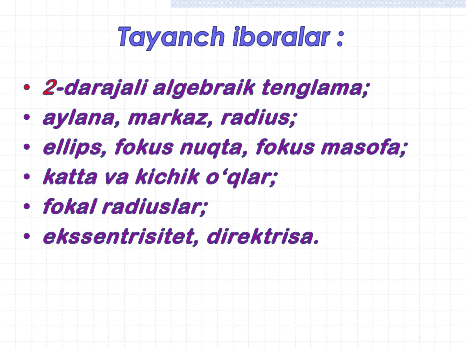 2-darajali algebraik tenglama 2