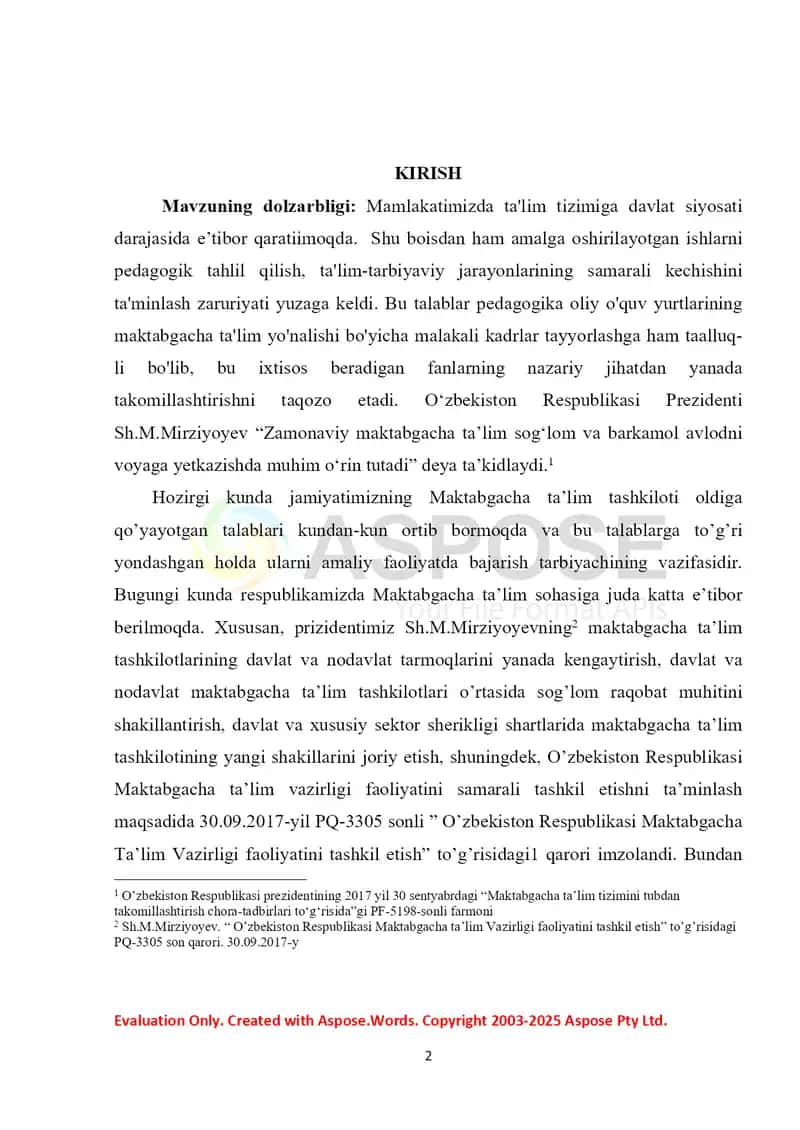 Bo’lajak maktabgacha ta’lim pedagoglarini kreativ qobiliyatlarini rivojlanishi (kurs ishi) 2