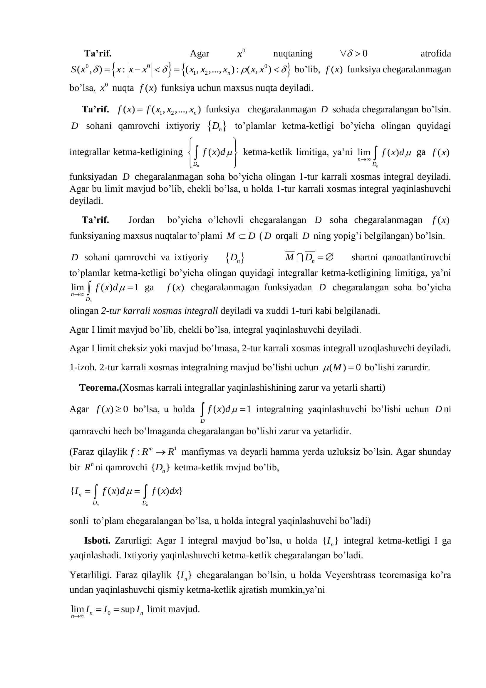 Karrali xosmas integrallar 2