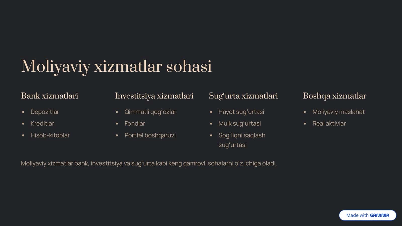 Moliyaviy xizmatlar 2
