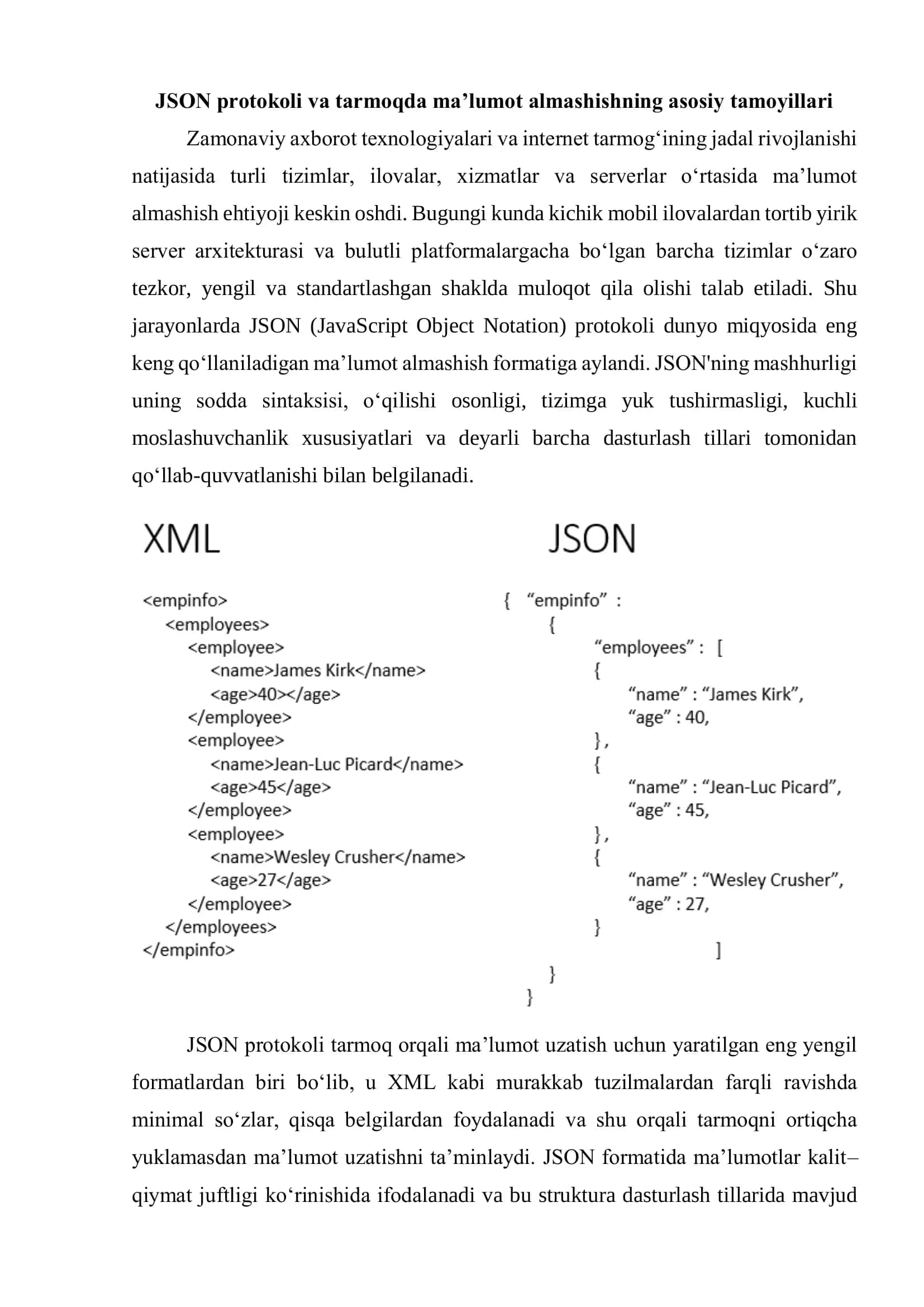 JSON PROTOKOLI ASOSIDA TARMOQDA MA’LUMOT ALMASHISH TIZIMINI YARATISH 2