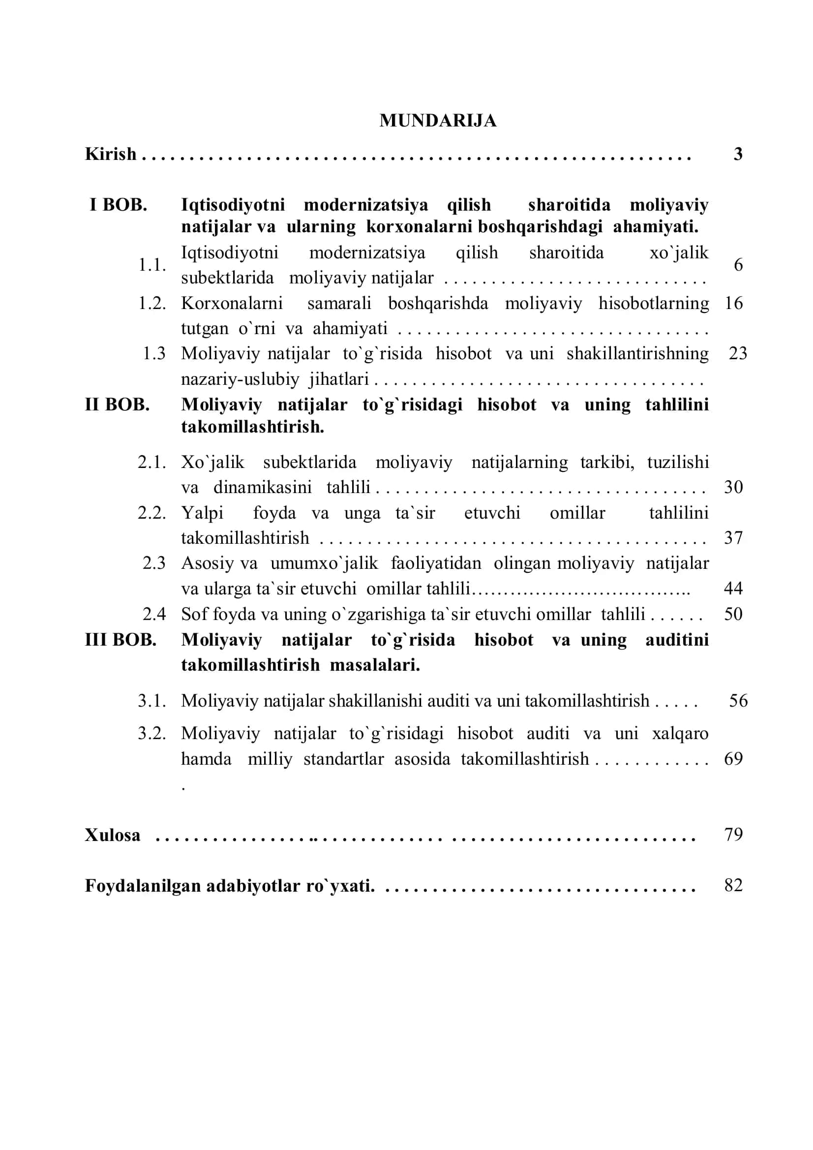 Moliyaviy natijalar to`g`risidagi hisobot va uning tahlilini takomillashtirish 2