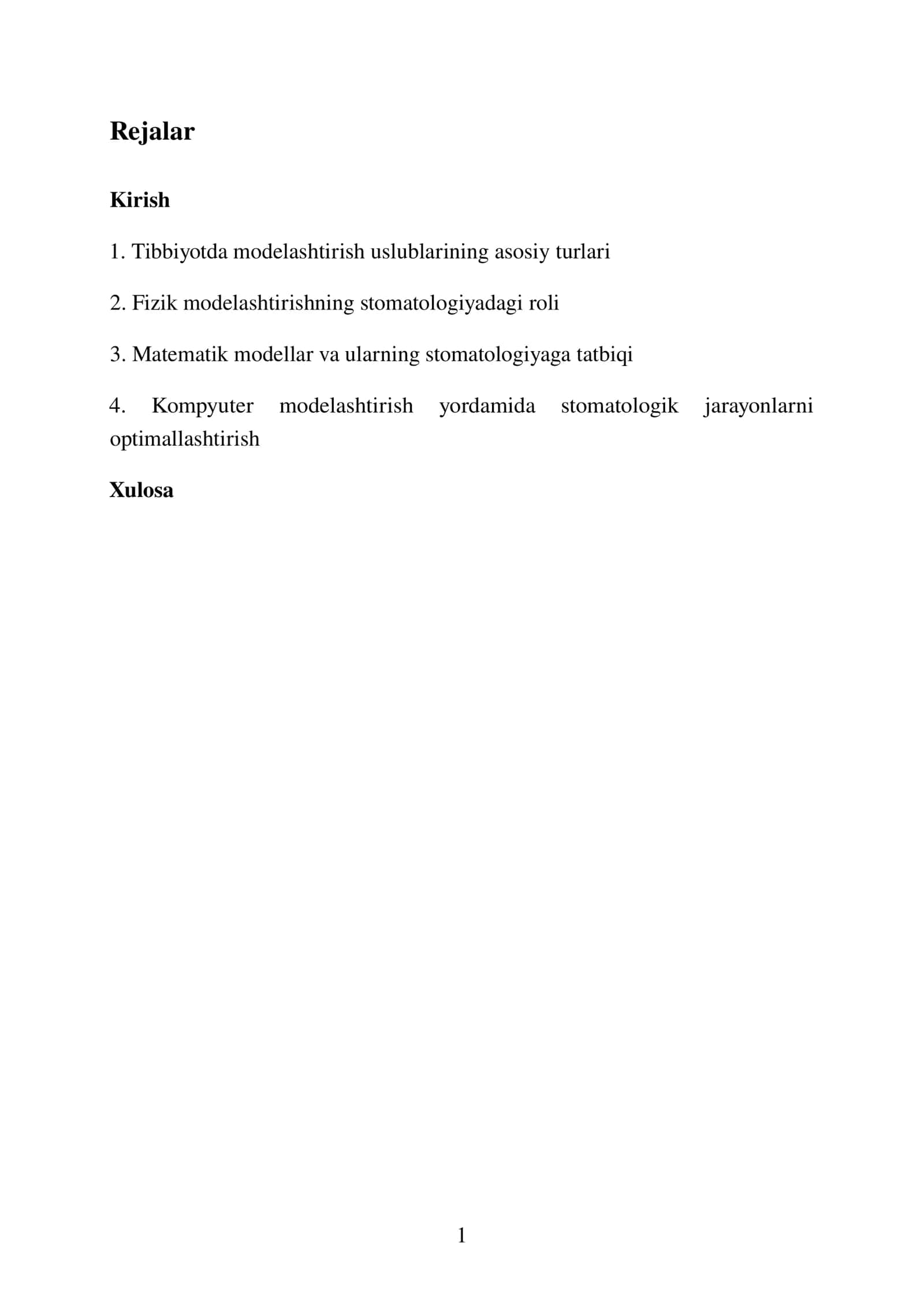 Tibbiyotda modelashtirish uslublarini o’rganish 2