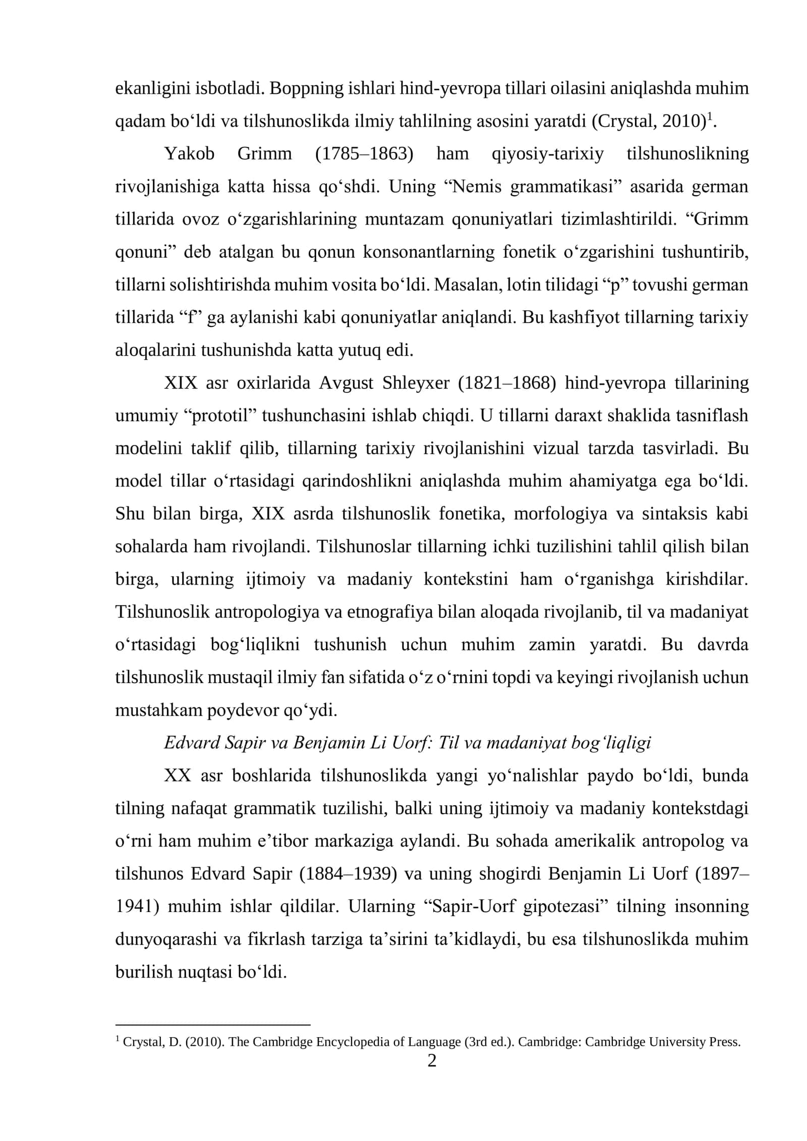 TILSHUNOSLIKNING TARIXIY RIVOJLANISHI: XIX ASRDAN GENERATIV TILSHUNOSLIKGACHA 2