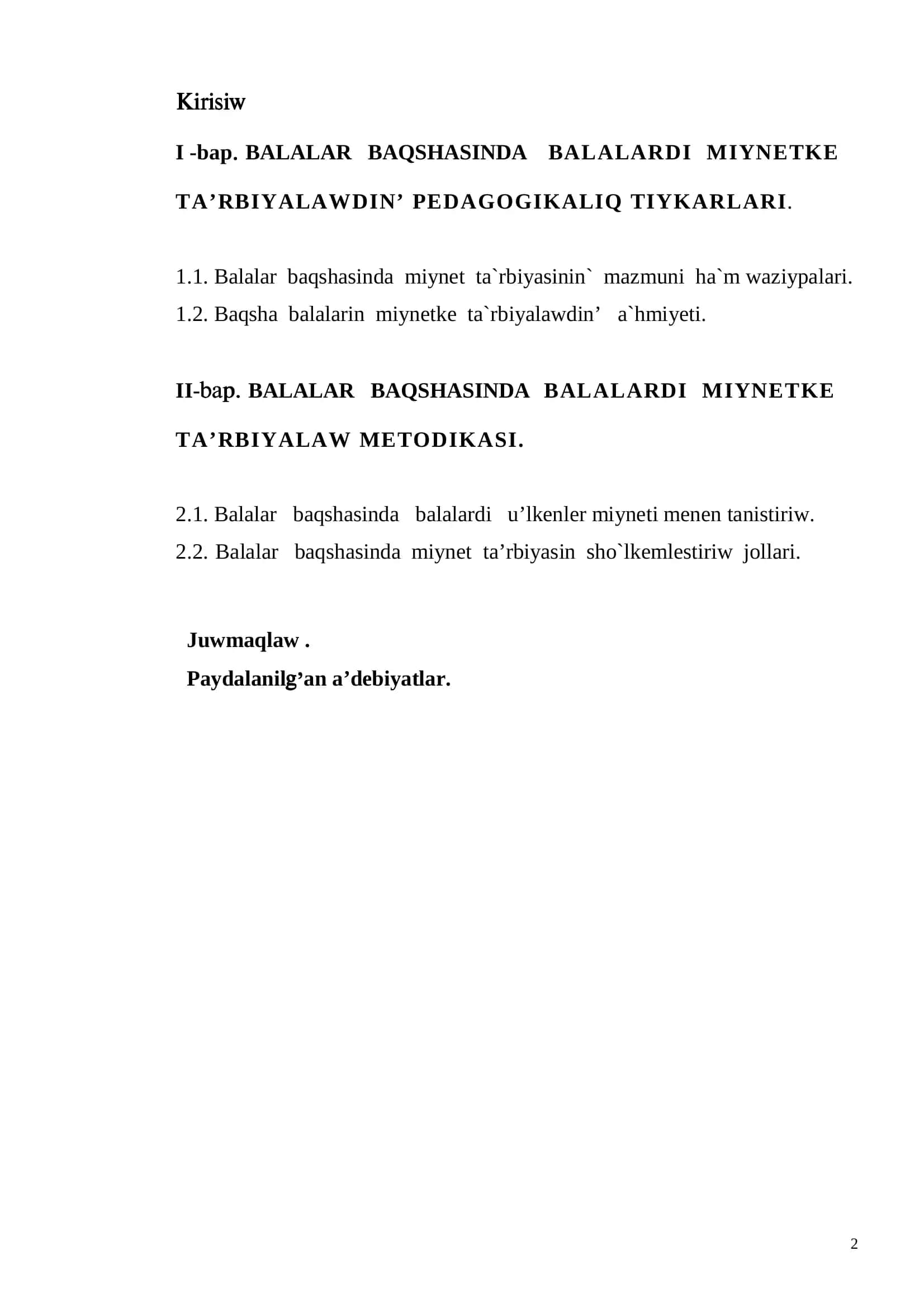 Balalar baqshasinda miynet ta’rbiyasinin mazmuni atli temada 2