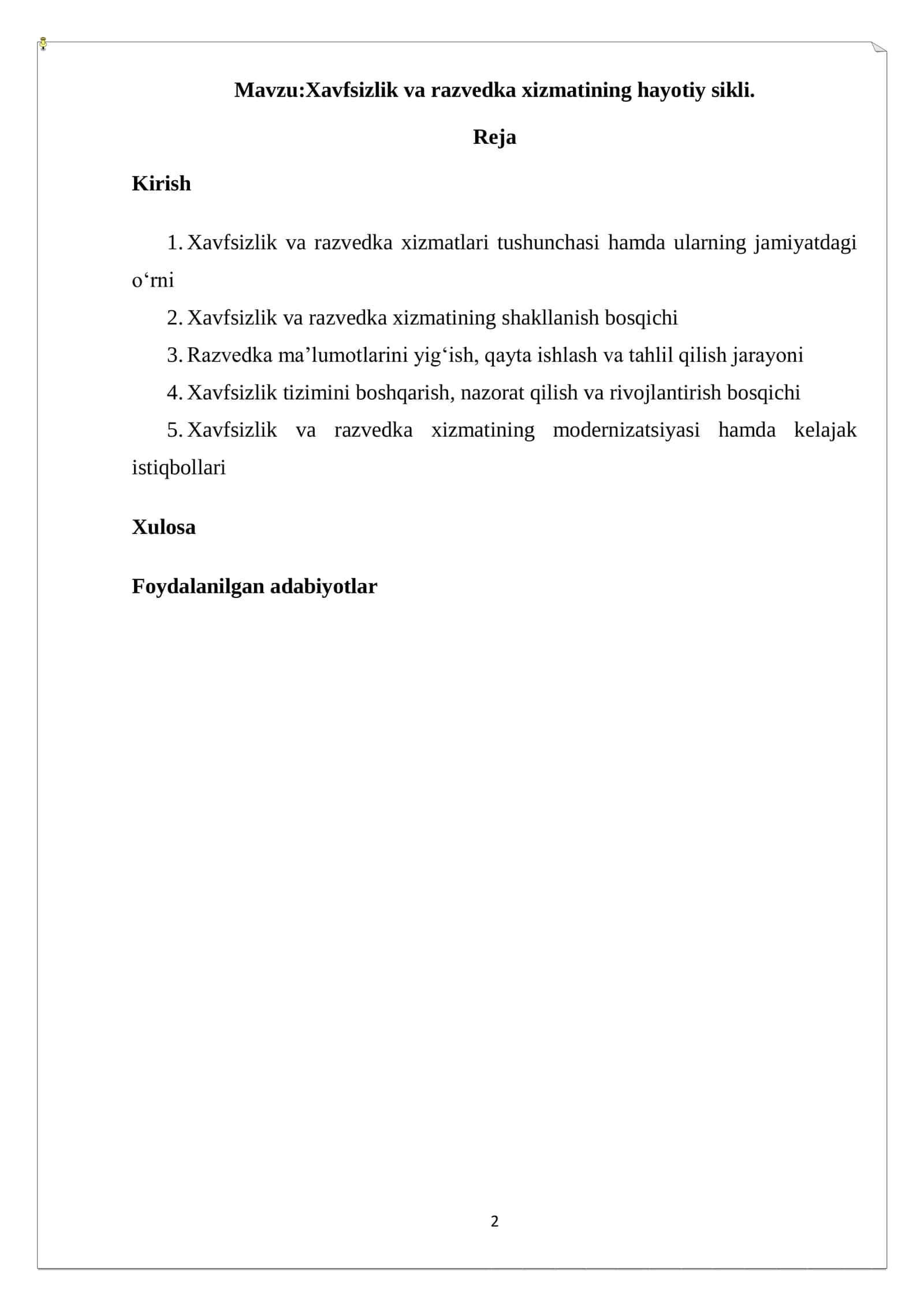 Xavfsizlik va razvedka xizmatining hayotiy sikli 2