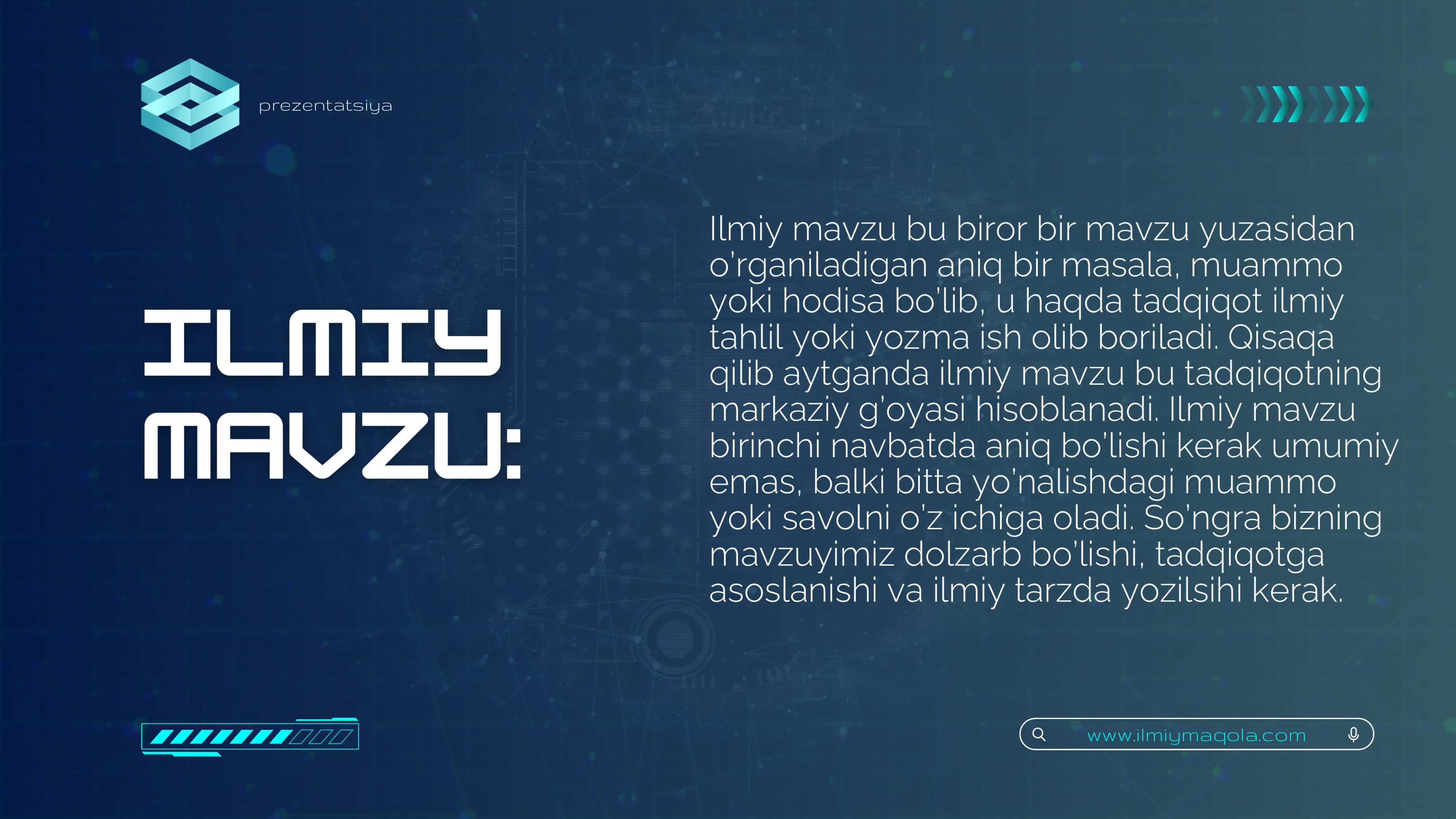 Ilmiy ish, kurs ishi, prezentatsiya. 2