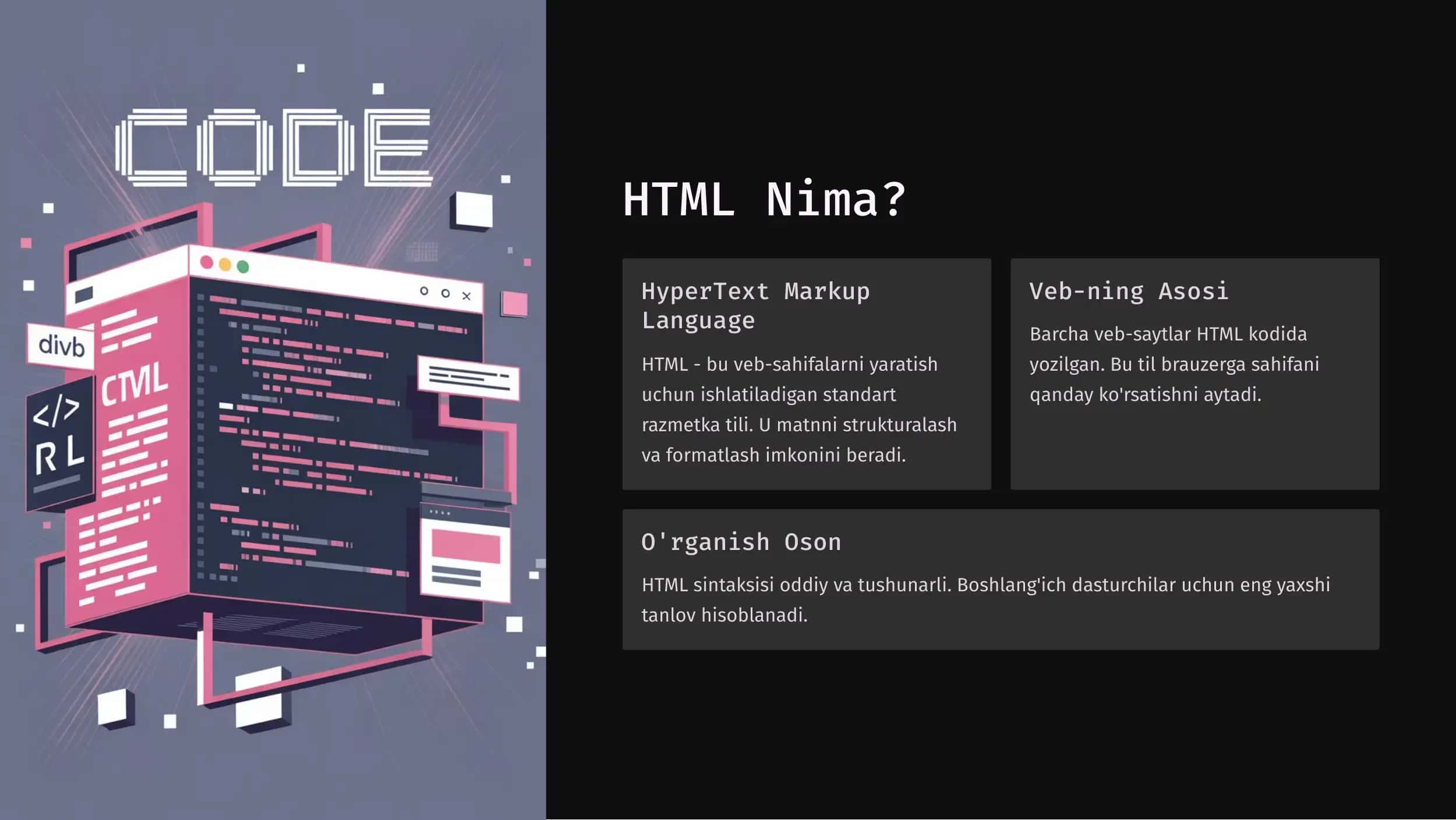 HTML: Razmetkali Tiliga kirish 2
