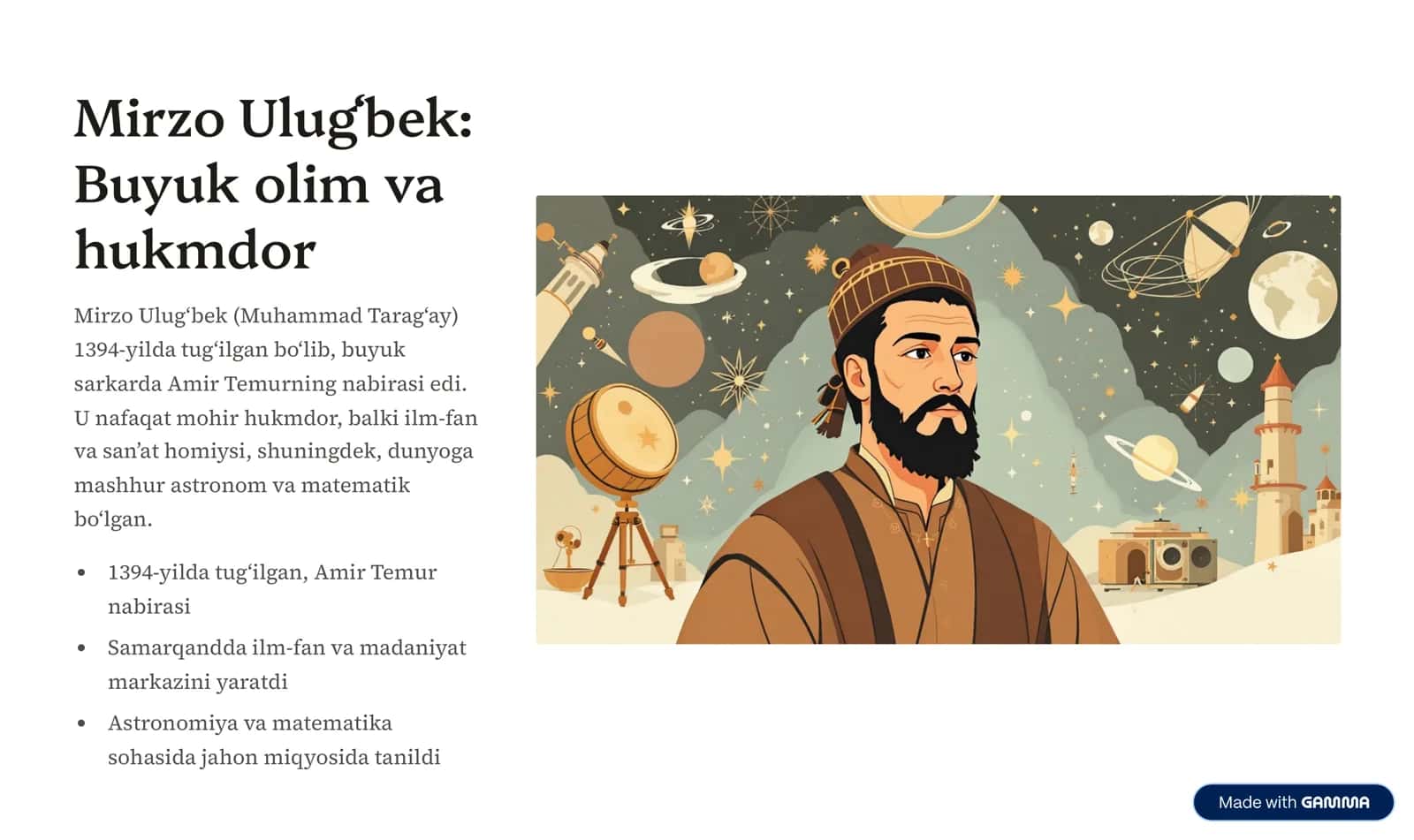 Mirzo Ulug'bek davri 2
