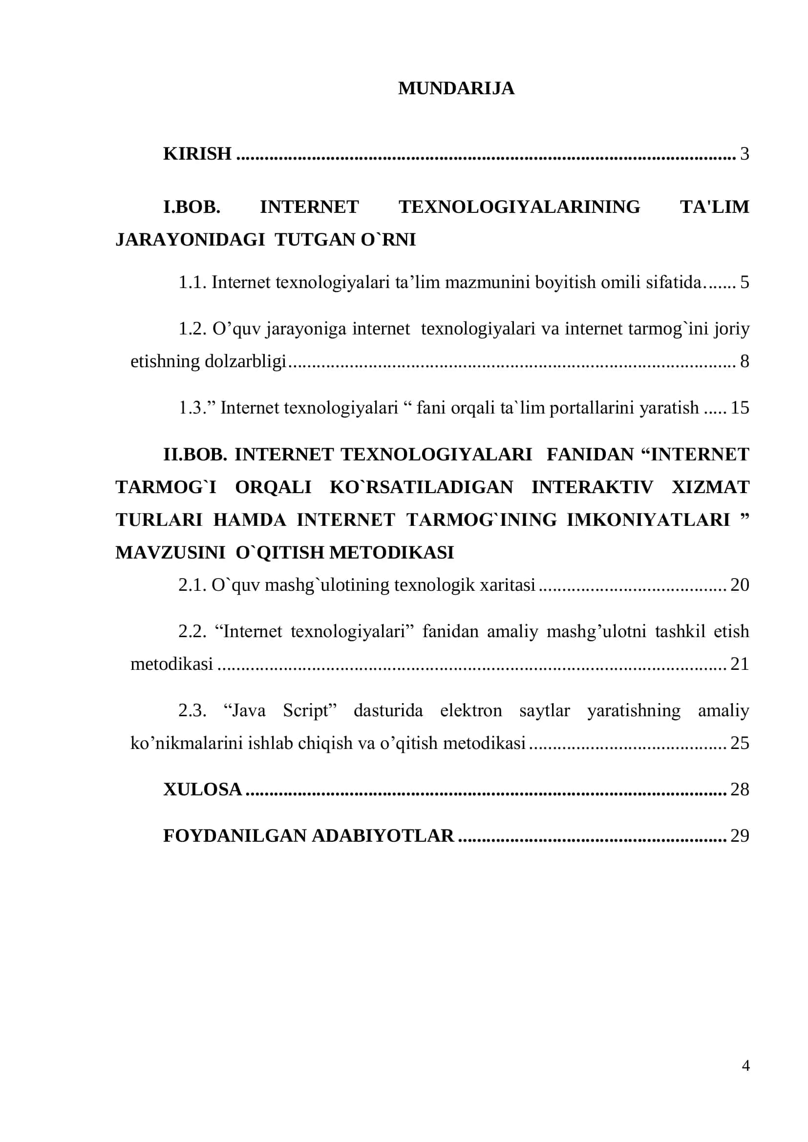 “Internet tamoyillari ” fanini pedagogik va axborot texnologiyalari yordamida o`qitish metodikasi 2