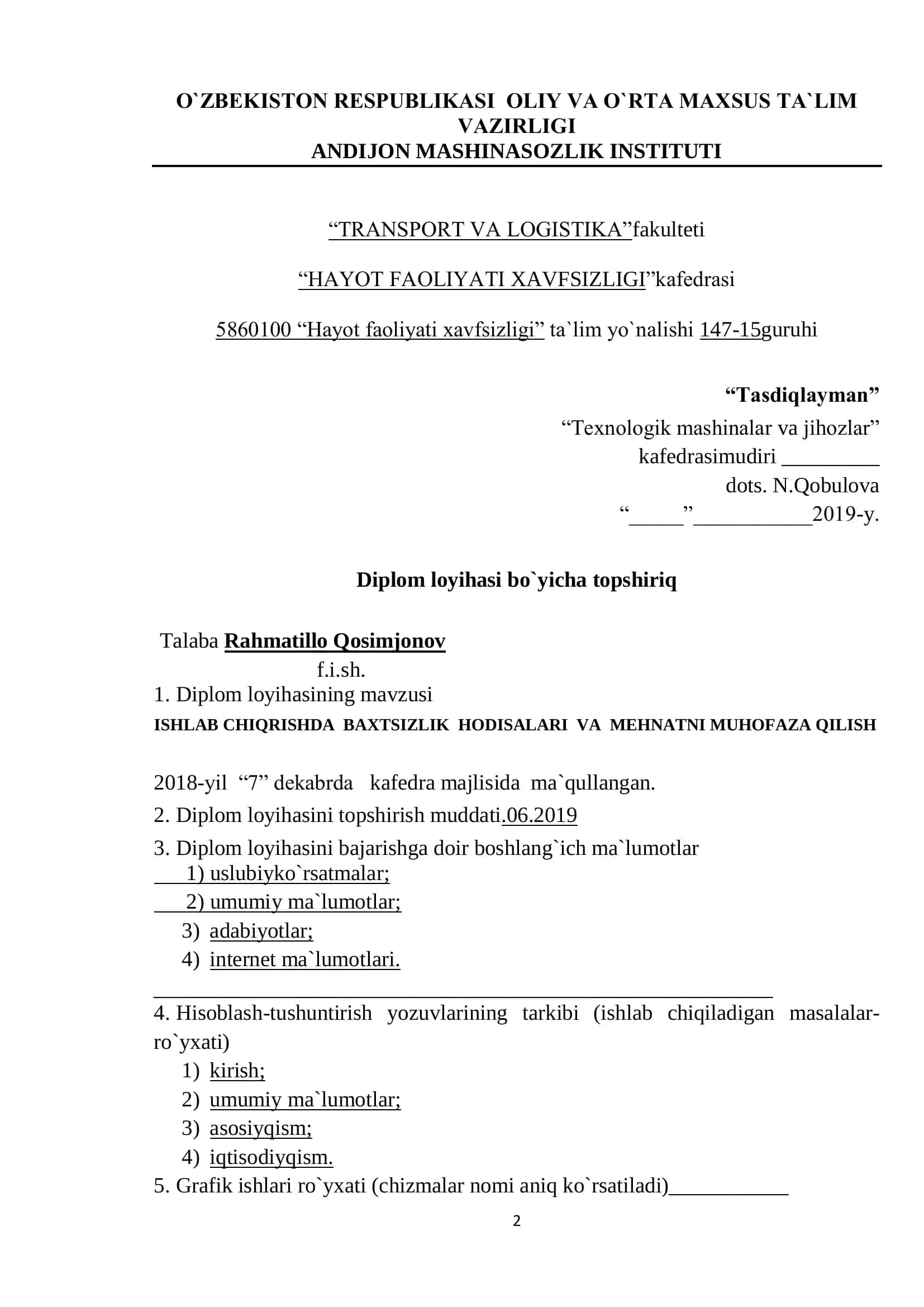 Texnologik mashinalar va jihozlar 2