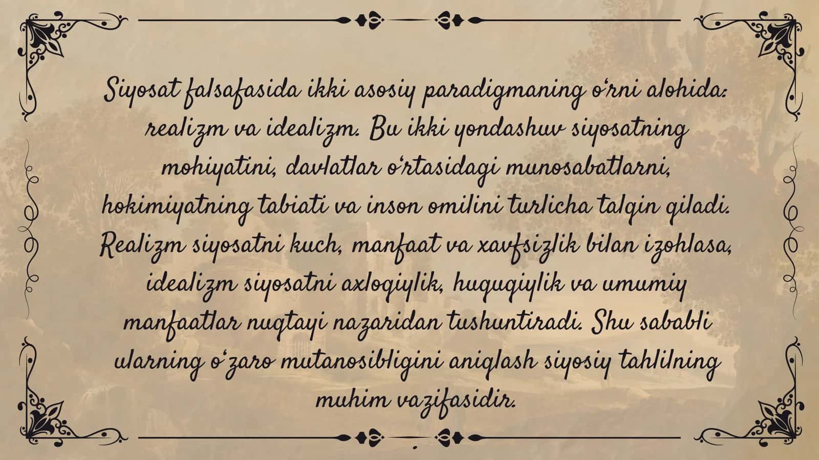 Siyosatda realizm va idealizm mutanosibligi masalalari 2