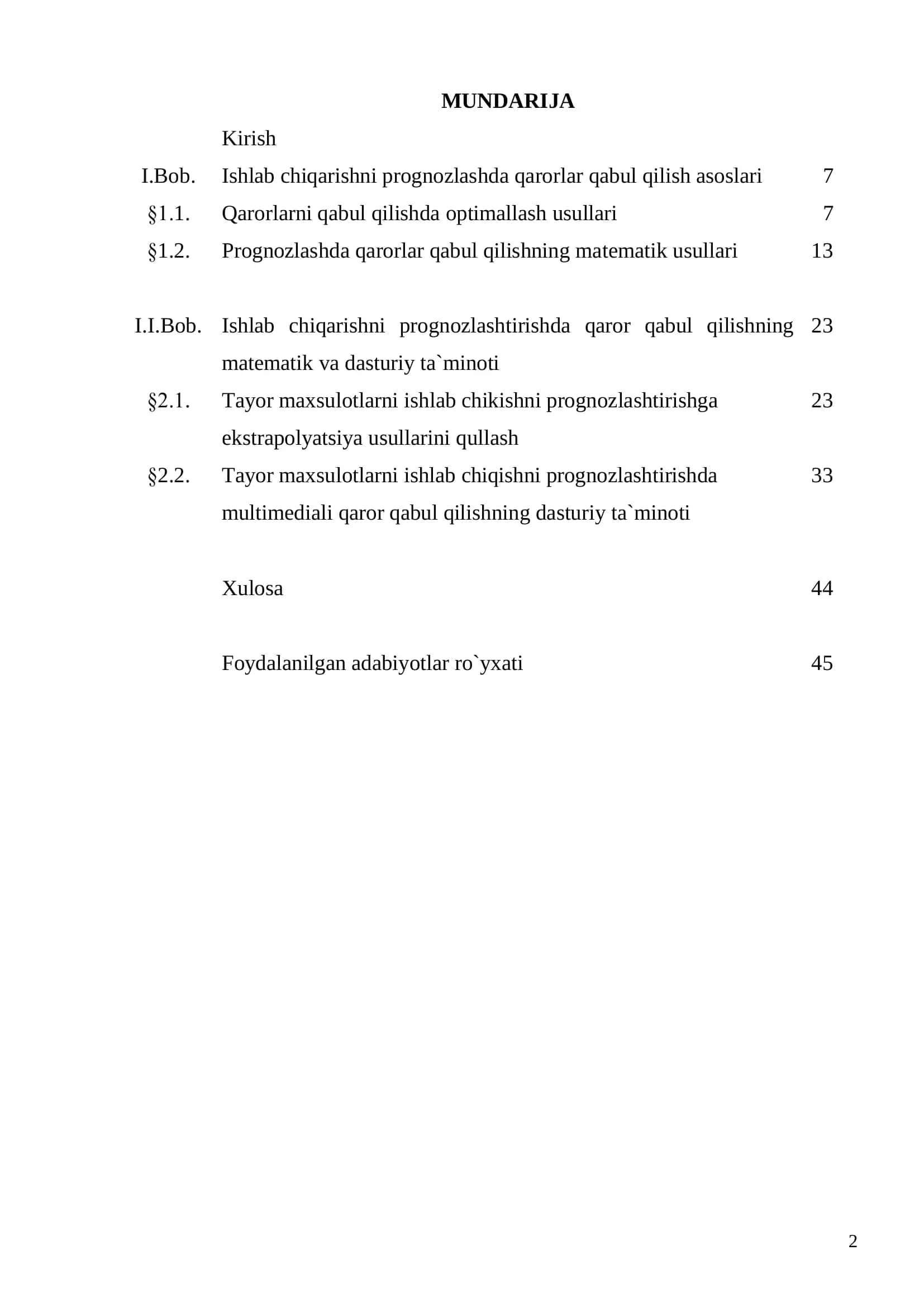 Tayor maxsulotlarni ishlab chiqarishni prognozlashtirishda qaror qabul qilishning multimediali dasturiy ta`minoti 2