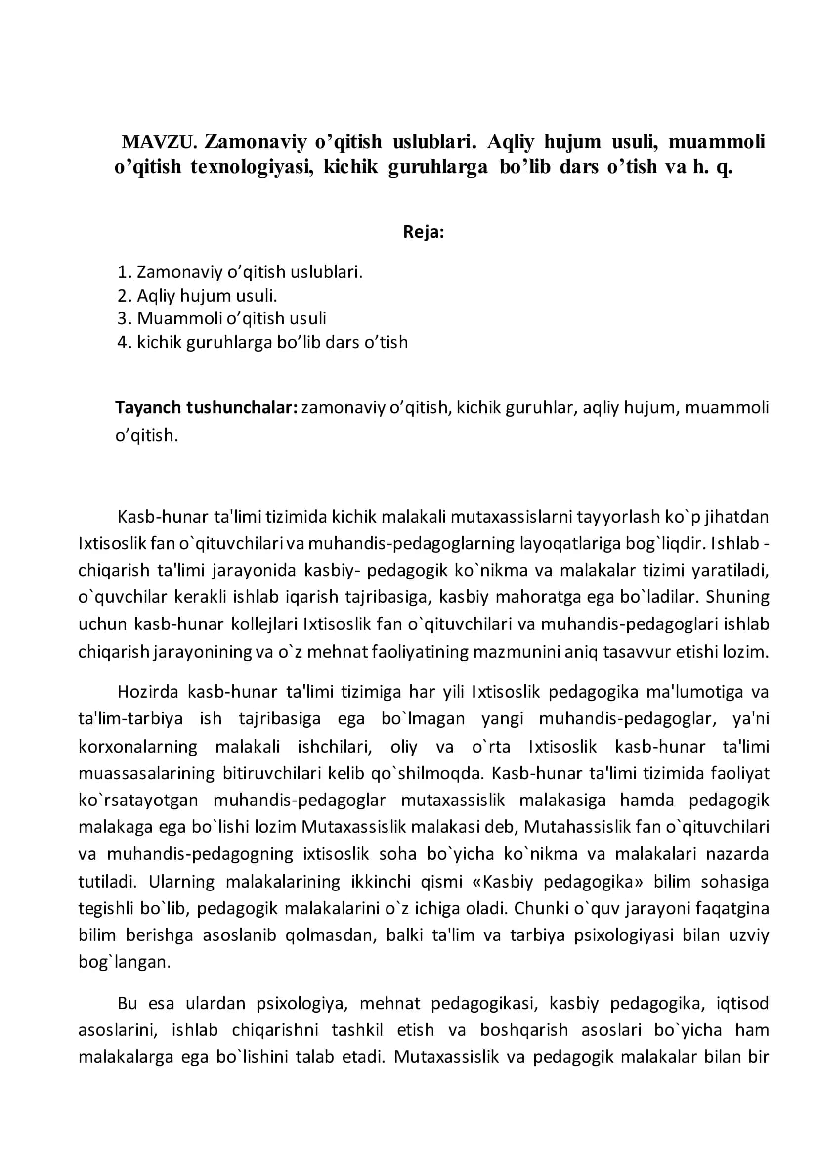 Zamonaviy o’qitish uslublari 2