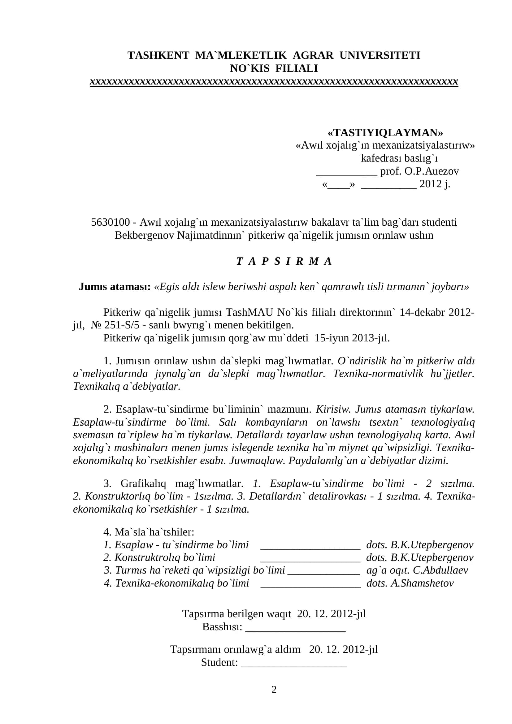 Pitkeriw qa'nigelik jumısı 2