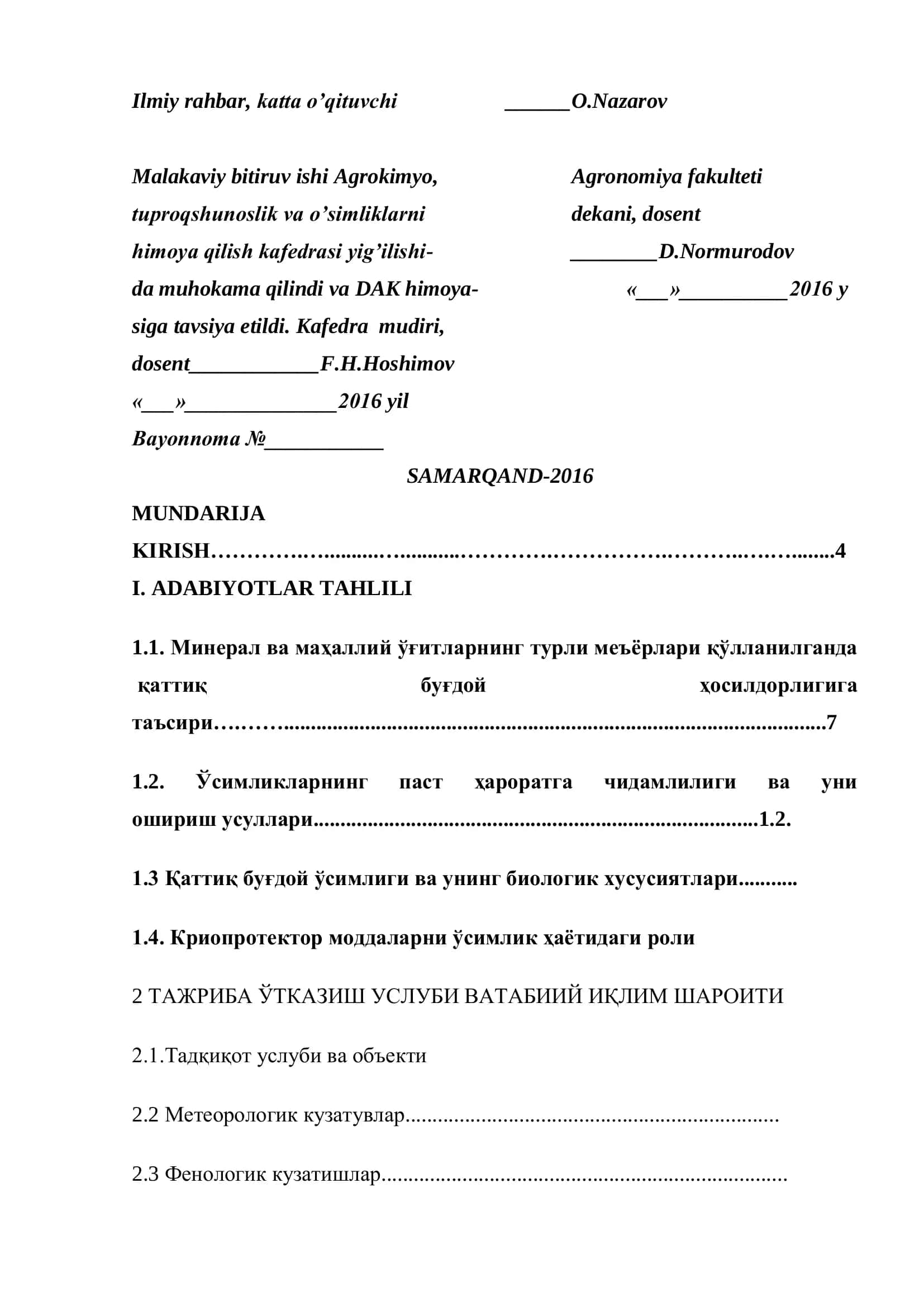 Malakaviy bitiruv ishi Agrokimyo 2