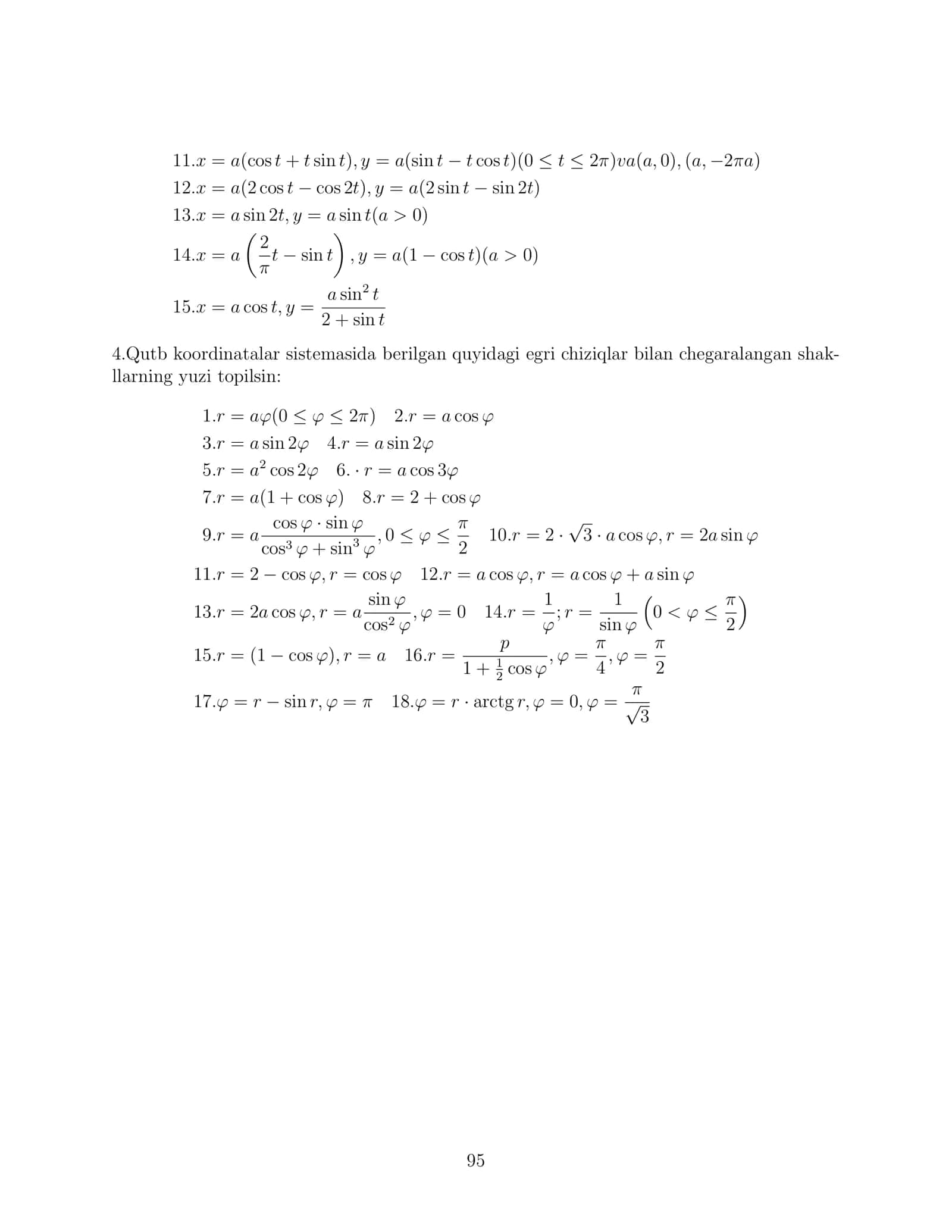 18-amaliy mashg’ulot.Aniq integralning geometrik tatbiqlari 2