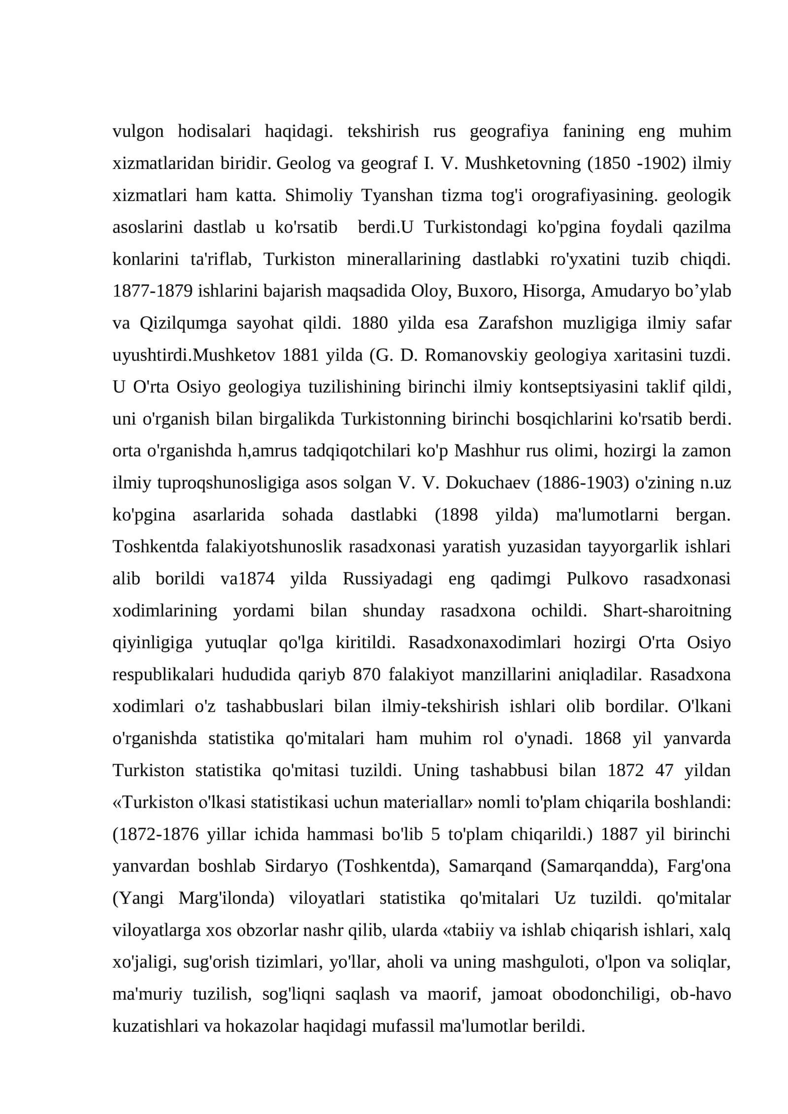 XIX-XX asrning boshlarida Rossiya olimlar tomonidan O’rta Osiyoning o’rganilishi 2