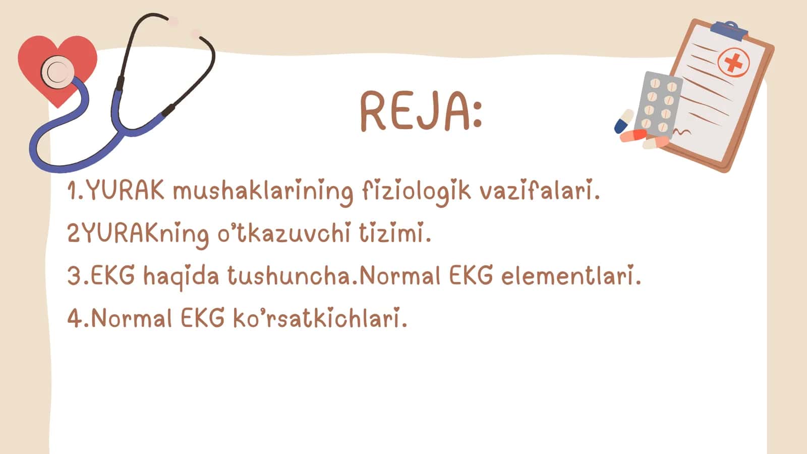 Yurak mushaklarining fiziologik vazifalari.normal ekg 2
