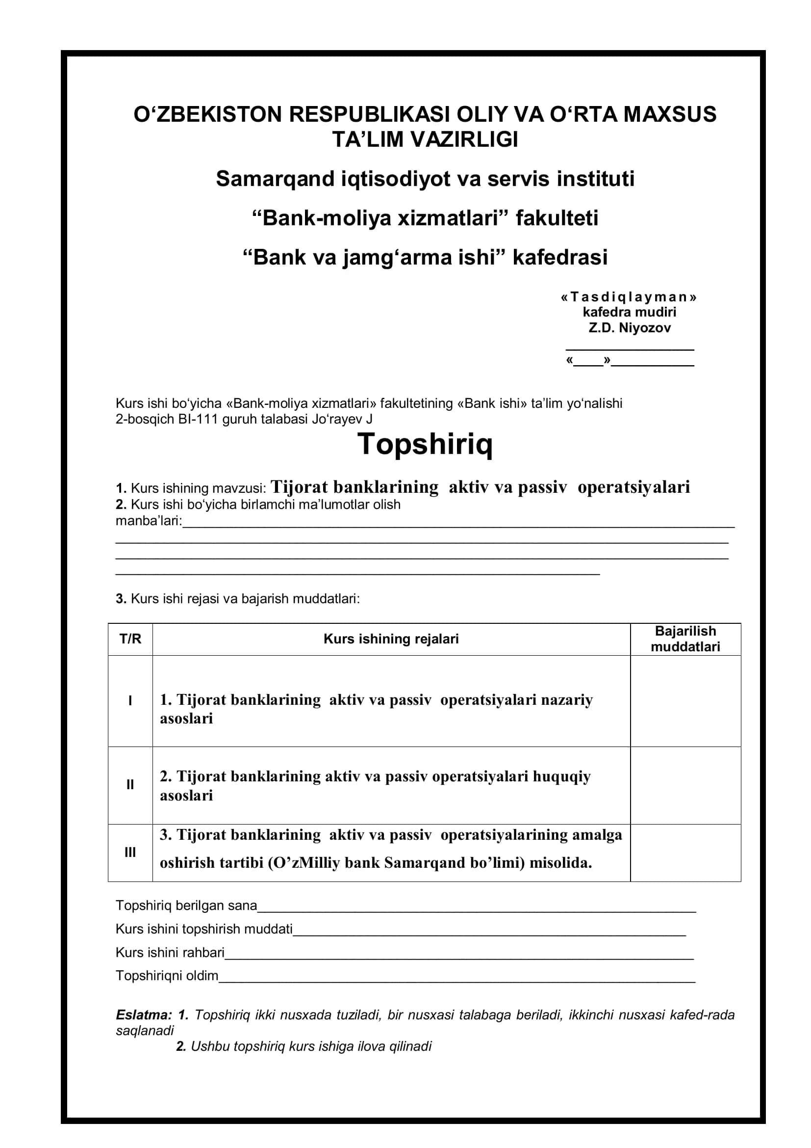 Tijorat banklarining aktiv va passiv operatsiyalari 2