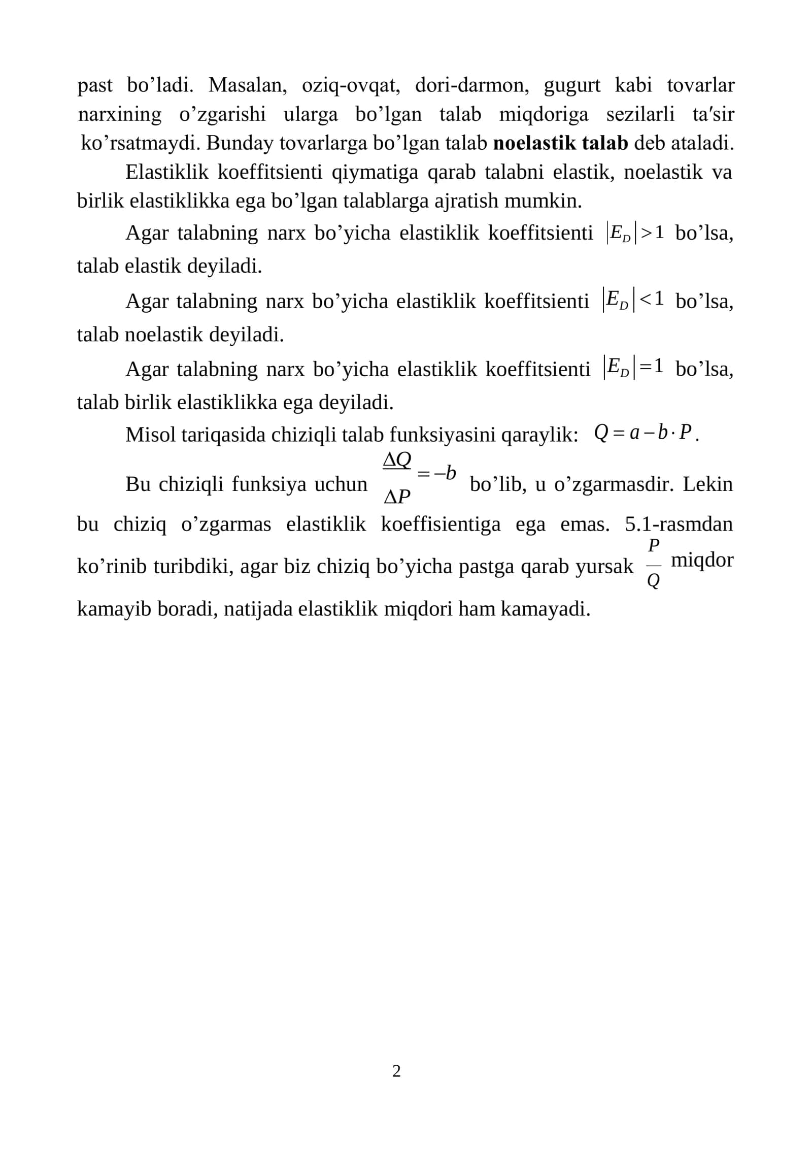 Talab va taklif elastikligi 2