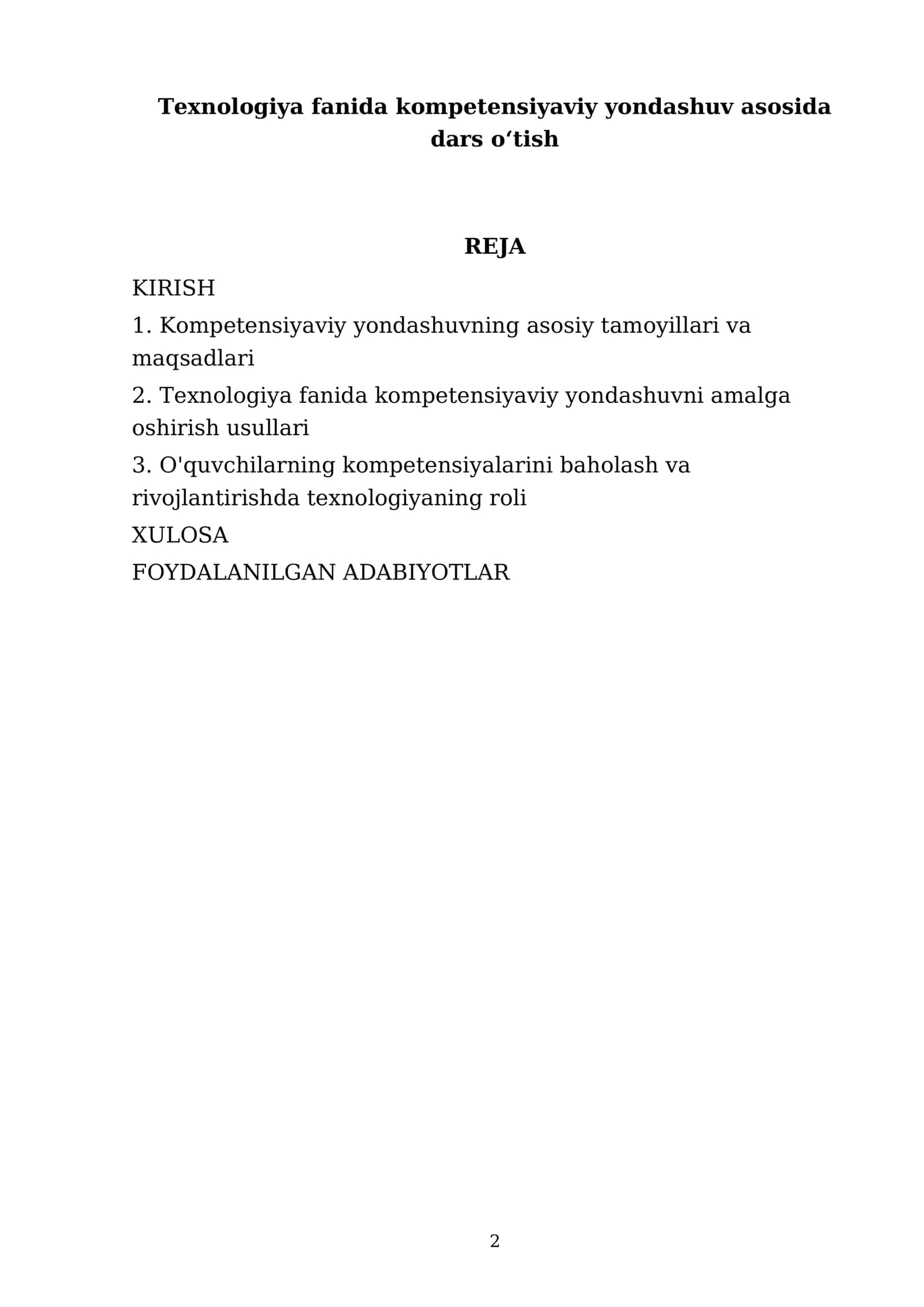 Texnologiya fanida kompetensiyaviy yondashuv asosida dars o‘tish 2