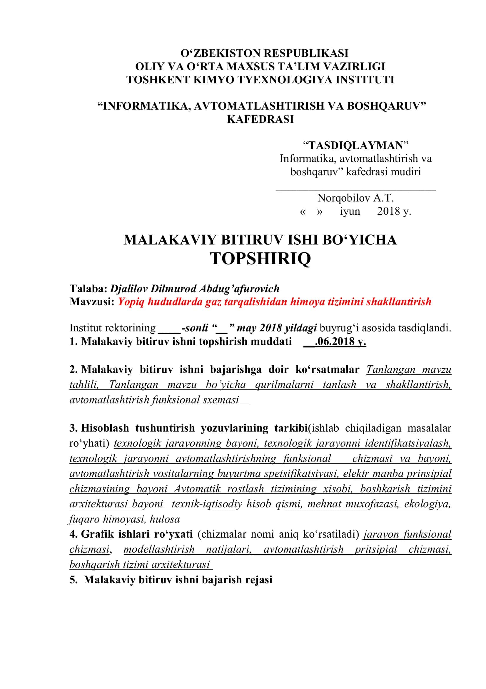 Yopiq hududlarda gaz tarqalishidan himoya tizimini shakllantirish 2