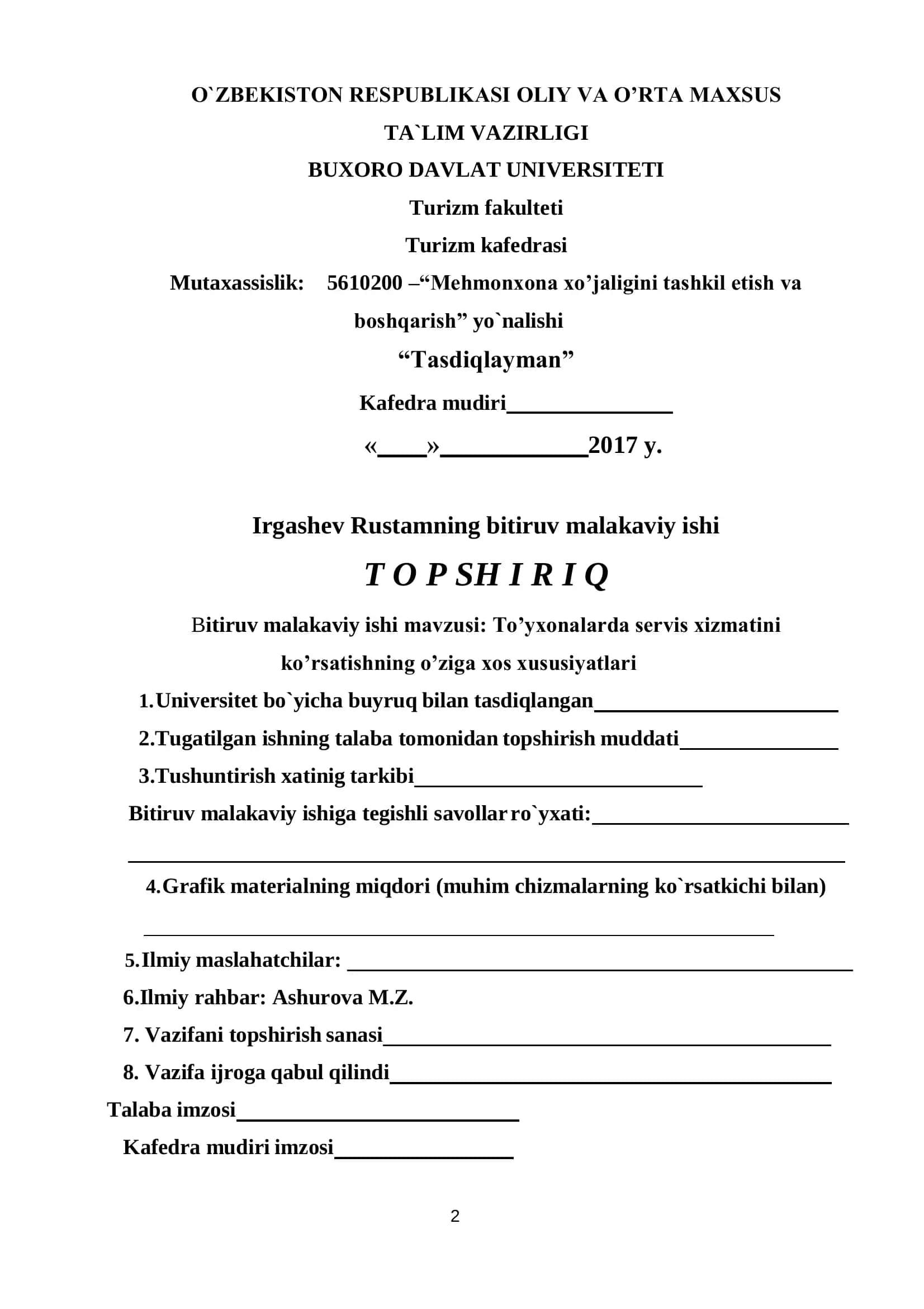 To’yxonalarda servis xizmatini ko’rsatishning o’ziga xos xususiyatlari 2