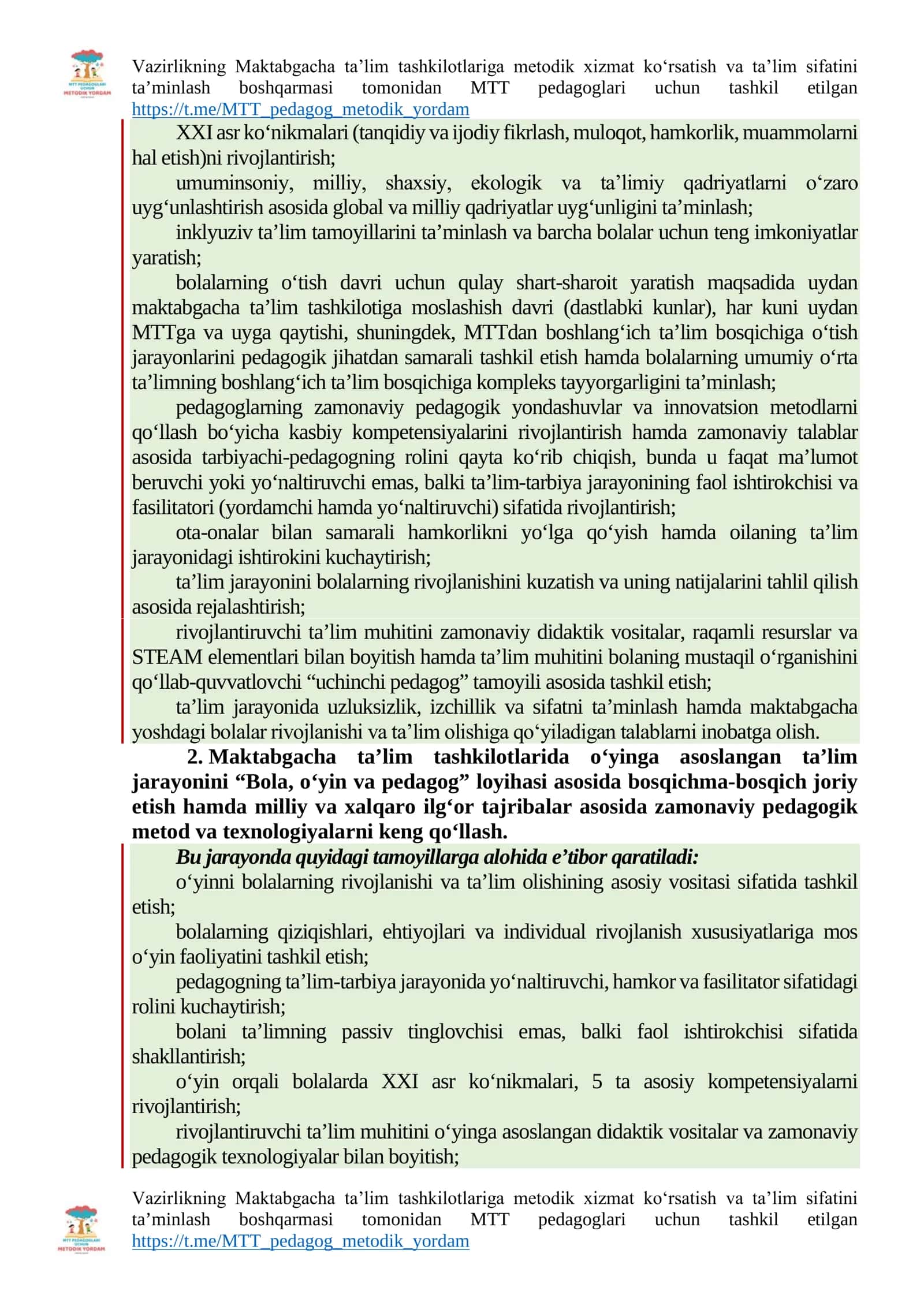 Pedagoglari uchun MTT metodik xizmatlar 2