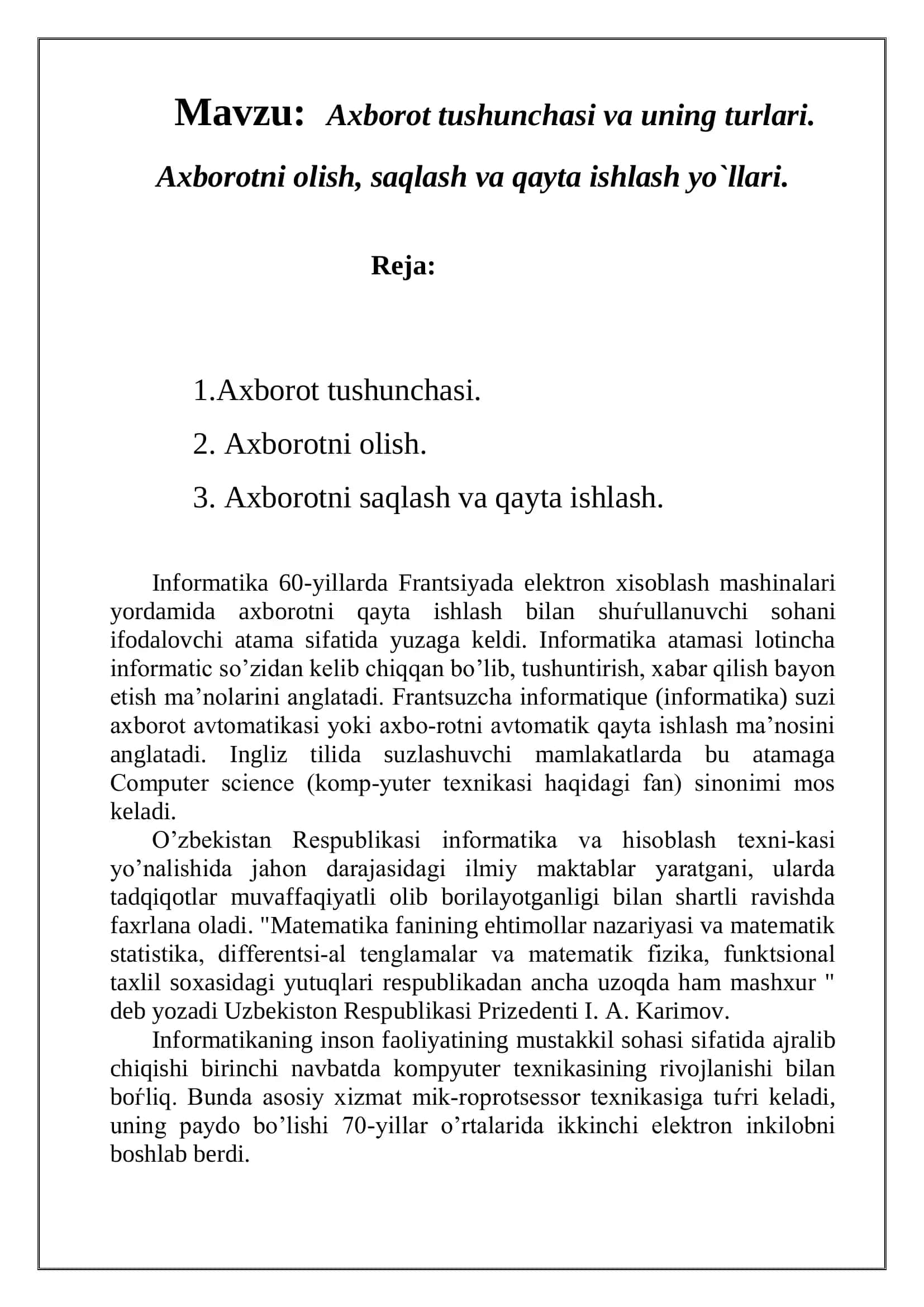 Axborot tushunchasi va uning turlari 2