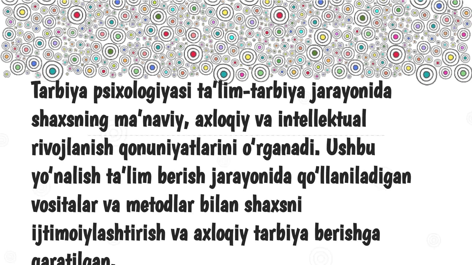 Tarbiya psixologiyasi: Maqsadli vositalari va metodlari 2