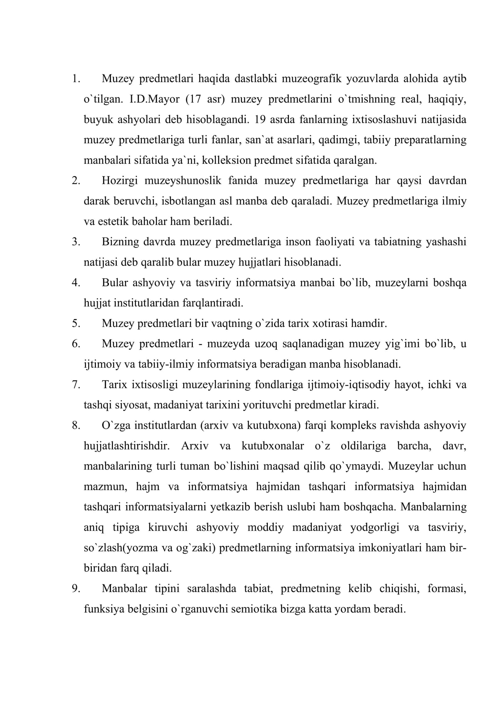 Muzey ashyolarini o`rganish 2