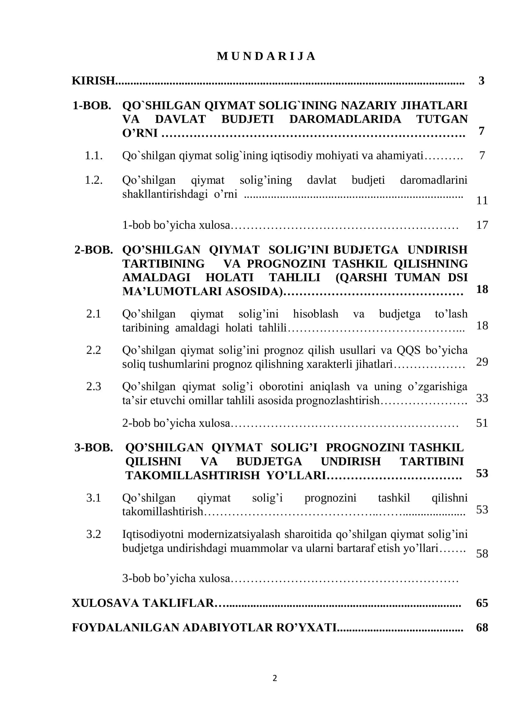 Qo‘shilgan qiymat solig’i va uni prognoz qilish usullari 2
