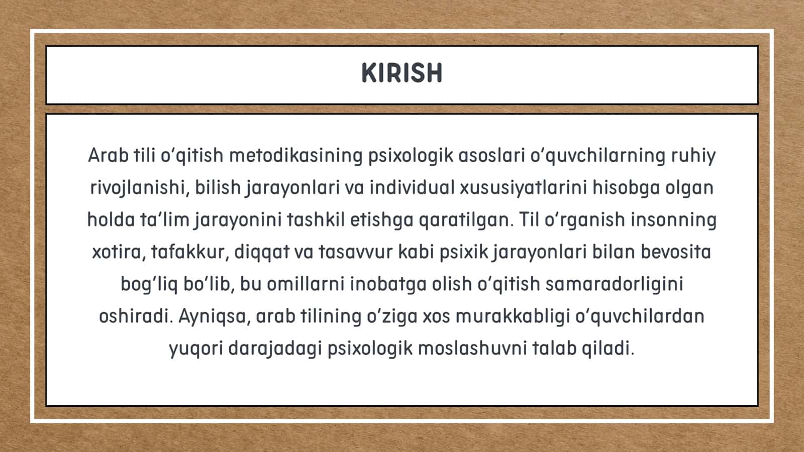 Arab tili o'qitish metodikasining psixologik asoslari 2