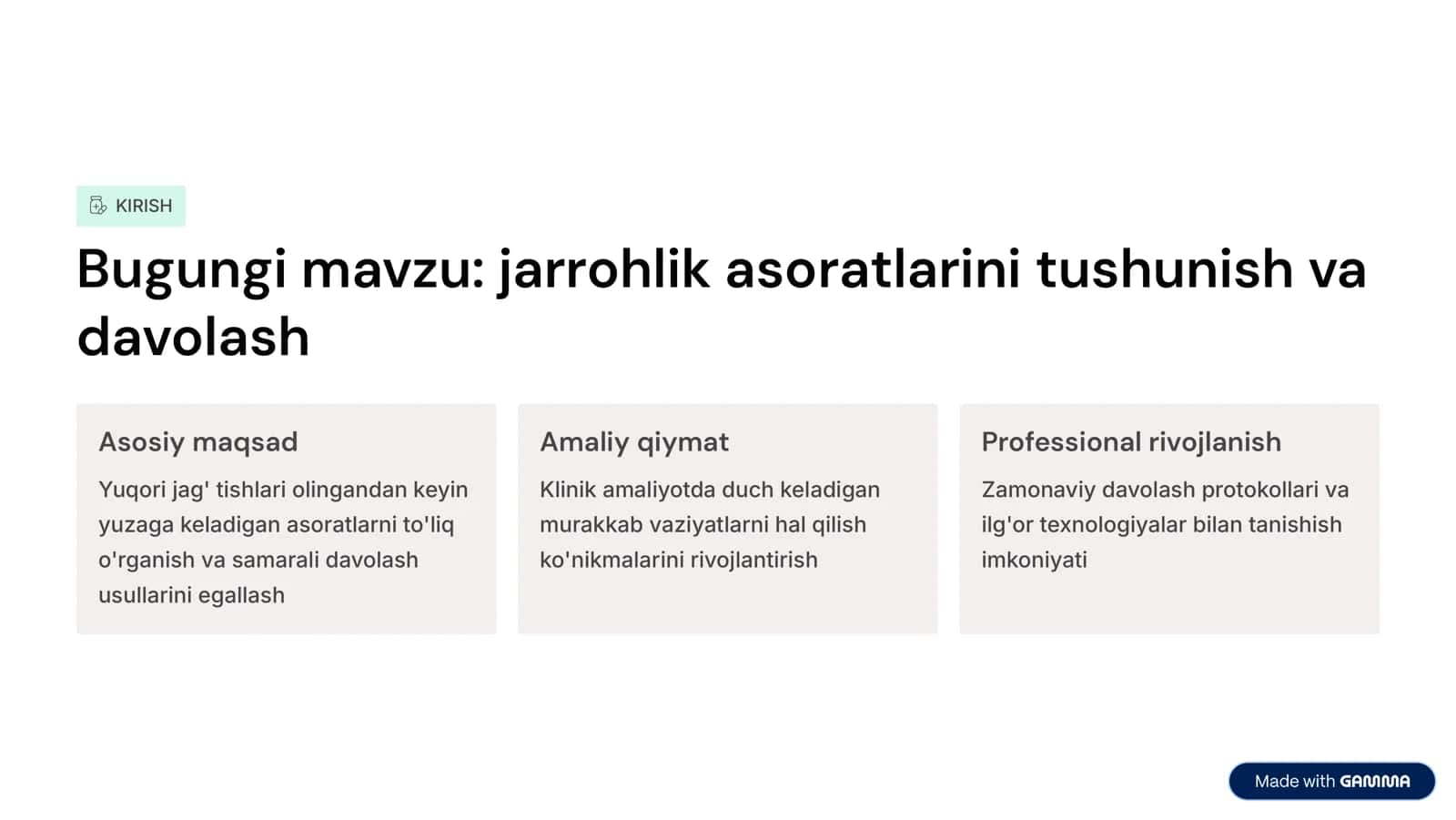 YUqоri jаg’ tishlаri оlingаndаn keyingi bo’lishi mumkin bo’lgаn аsоrаtlаr. Omburlarni qo’llashno o’rganish. 2