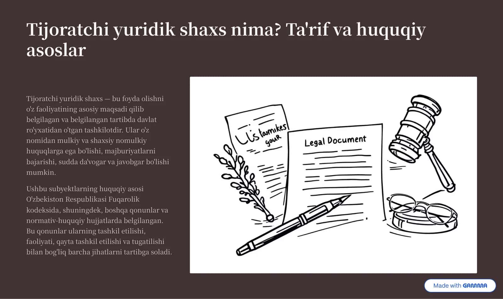 Tijoratchi yuridik shaxs nima? Ta'rif va huquqiy asoslar 2